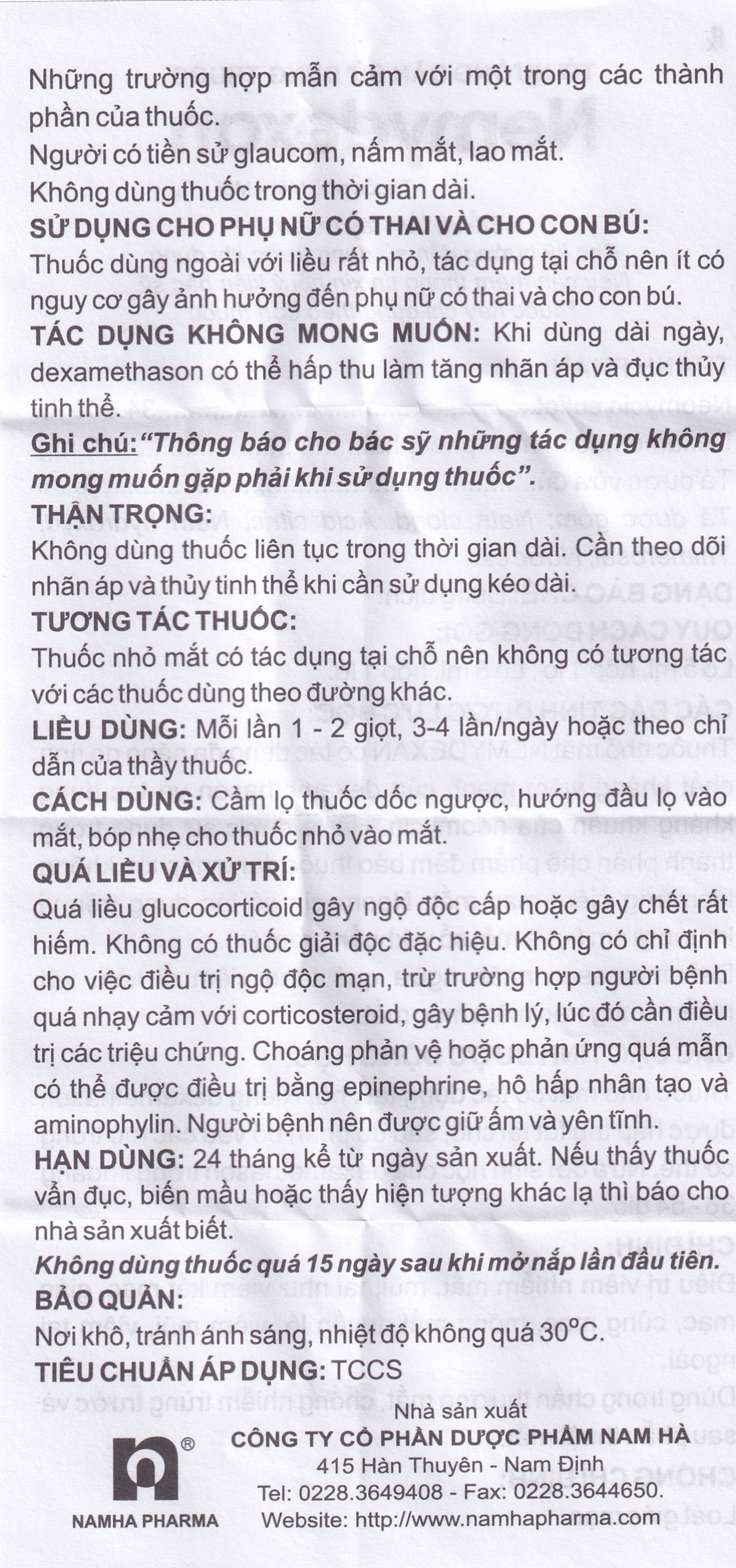 Thuốc nhỏ mắt mũi tai Nemydexan Nam Hà điều trị viêm kết mạc, viêm mũi, viêm tai ngoài (8ml)