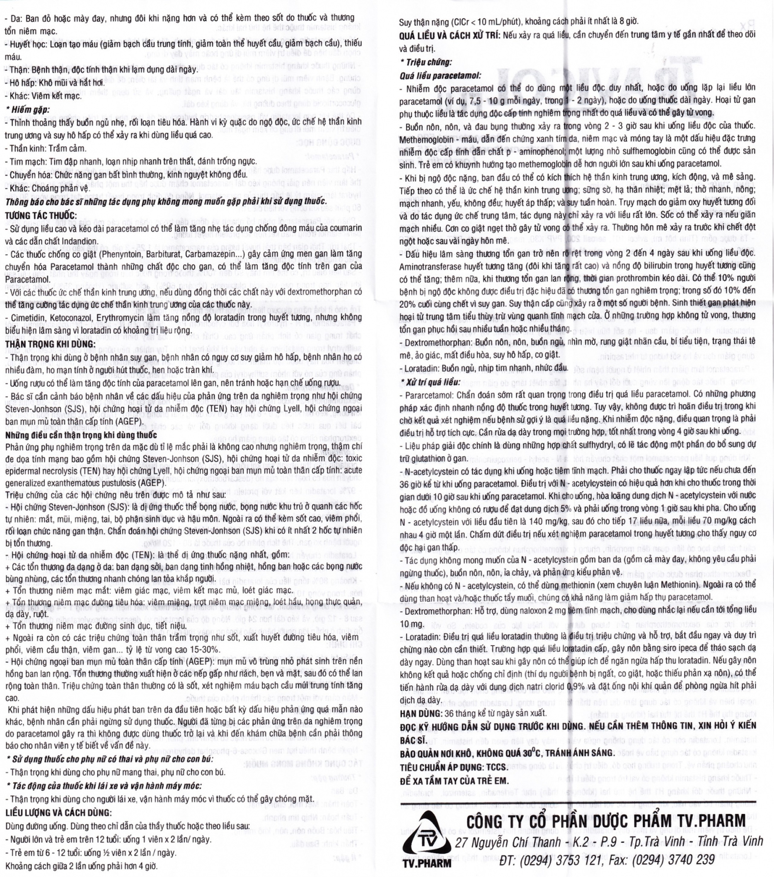 Thuốc Travicol Flu TV.Pharm giảm nhanh các triệu chứng do cảm cúm (10 vỉ x 10 viên)