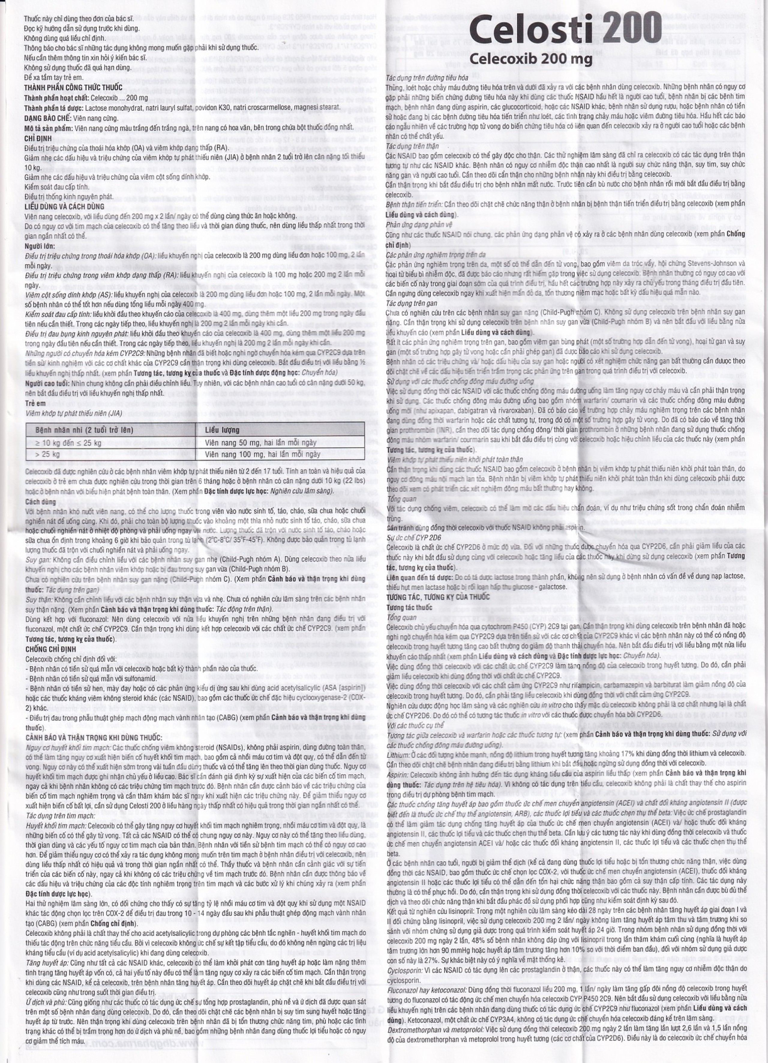 Thuốc Celosti 200 DHG điều trị thoái hóa khớp, viêm khớp dạng thấp (2 vỉ x 10 viên)