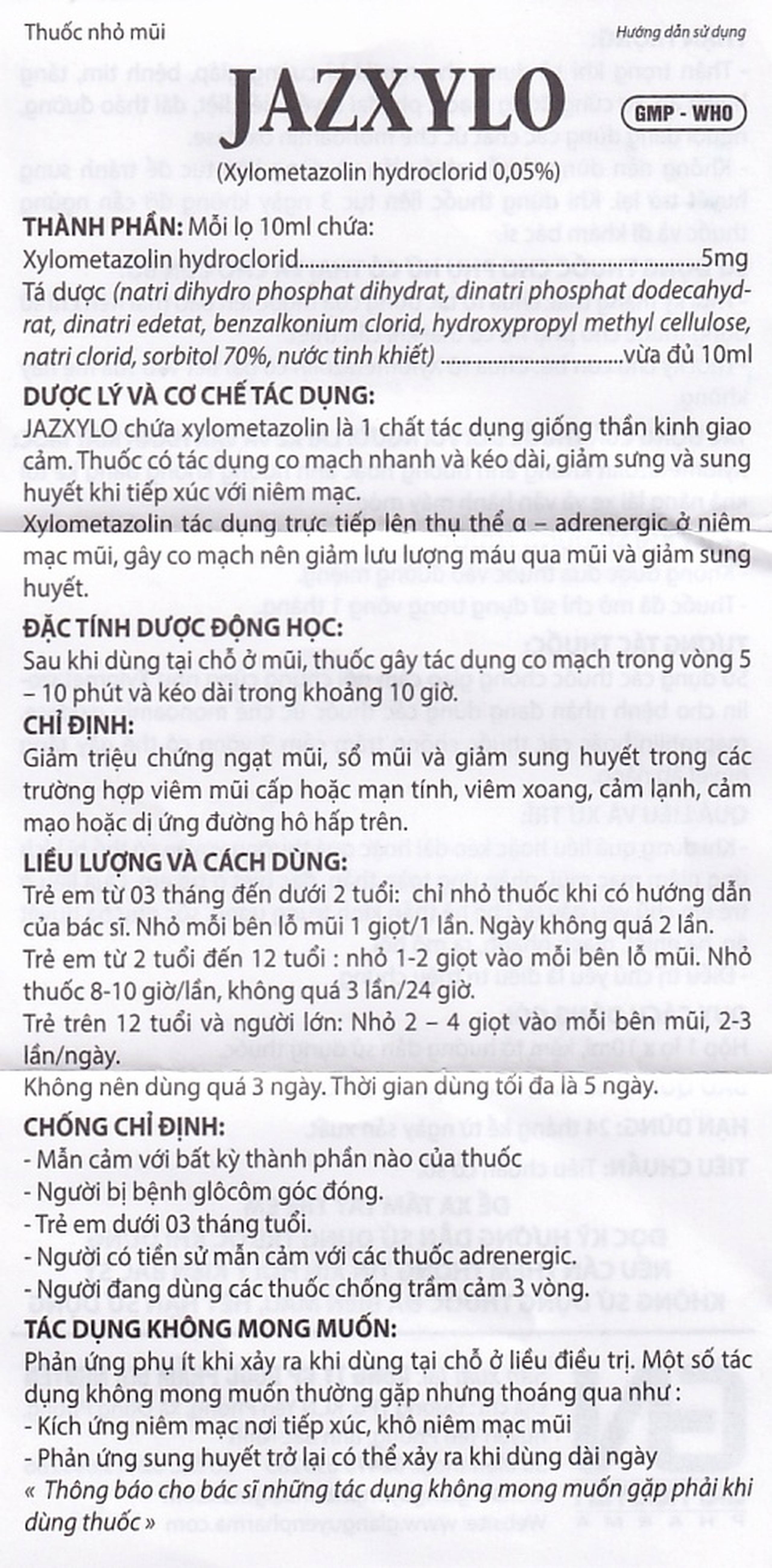 Thuốc nhỏ mũi Jazxylo Gia Nguyễn giảm ngạt mũi, sổ mũi, sung huyết (10ml)