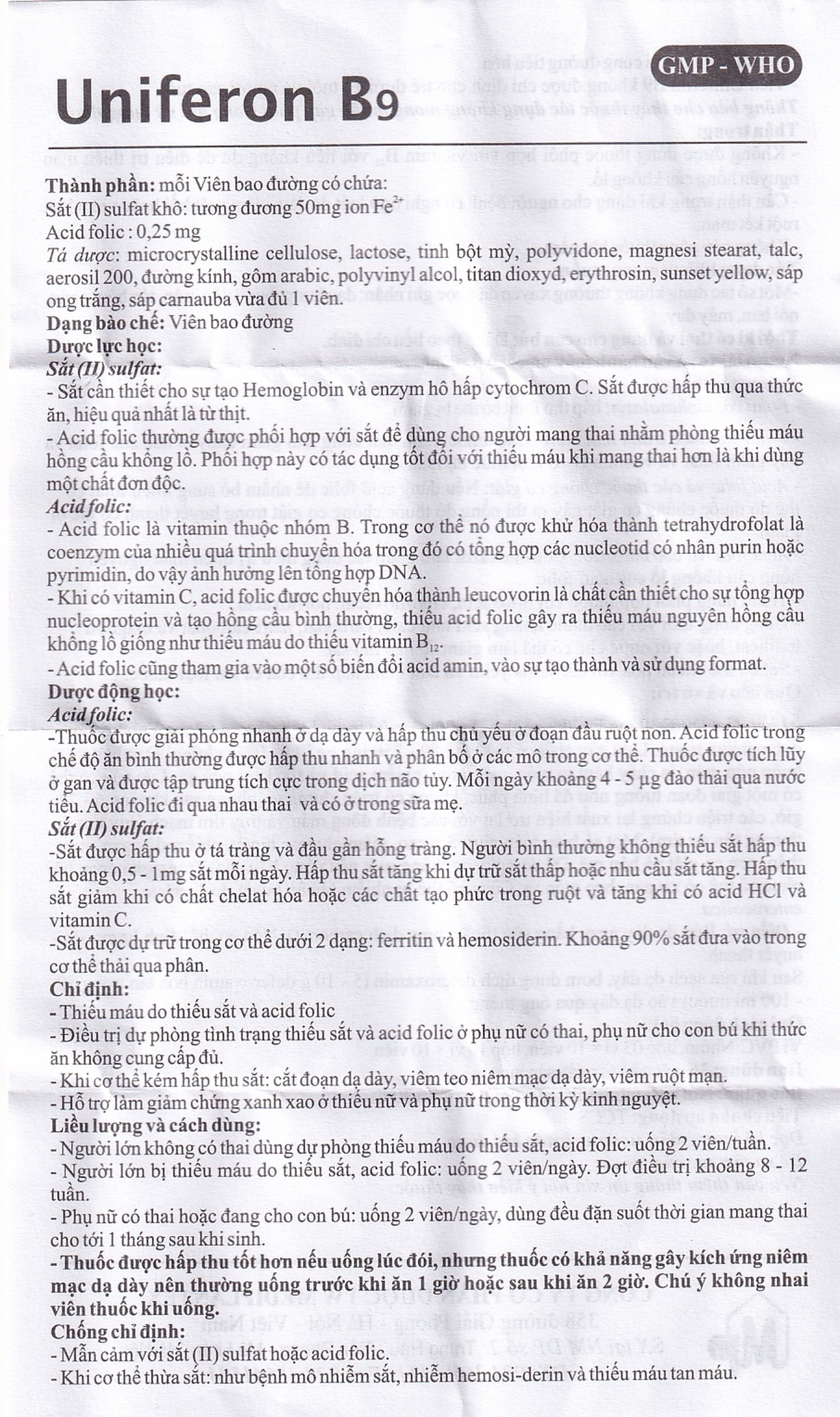 Thuốc Uniferon B9 Mediplantex điều trị thiếu máu do thiếu sắt và acid folic (3 vỉ x 10 viên)
