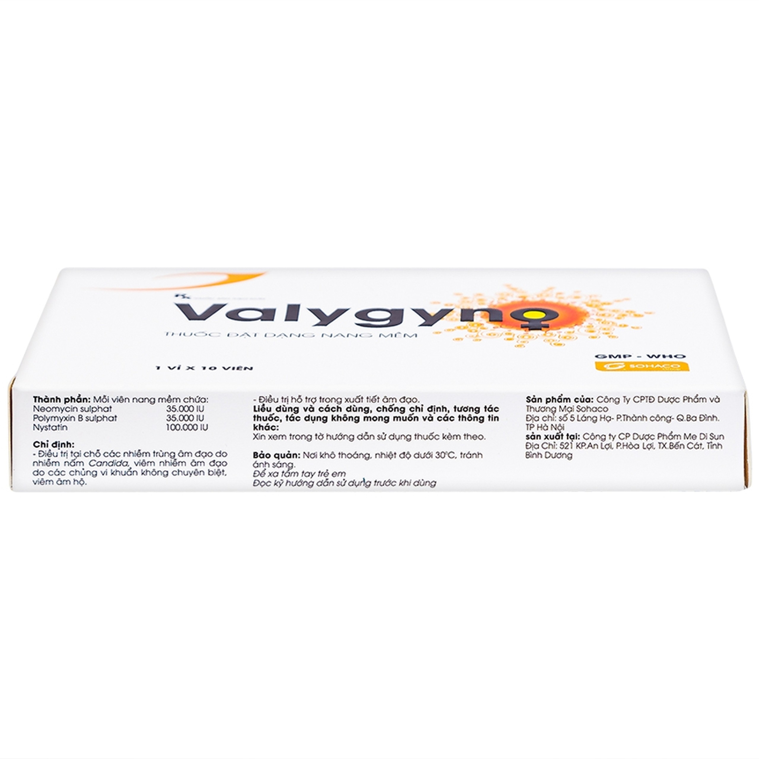 Viên đặt âm đạo Valygyno Medisun hỗ trợ điều trị các bệnh lý viêm nhiễm phụ khoa (1 vỉ x 10 viên)