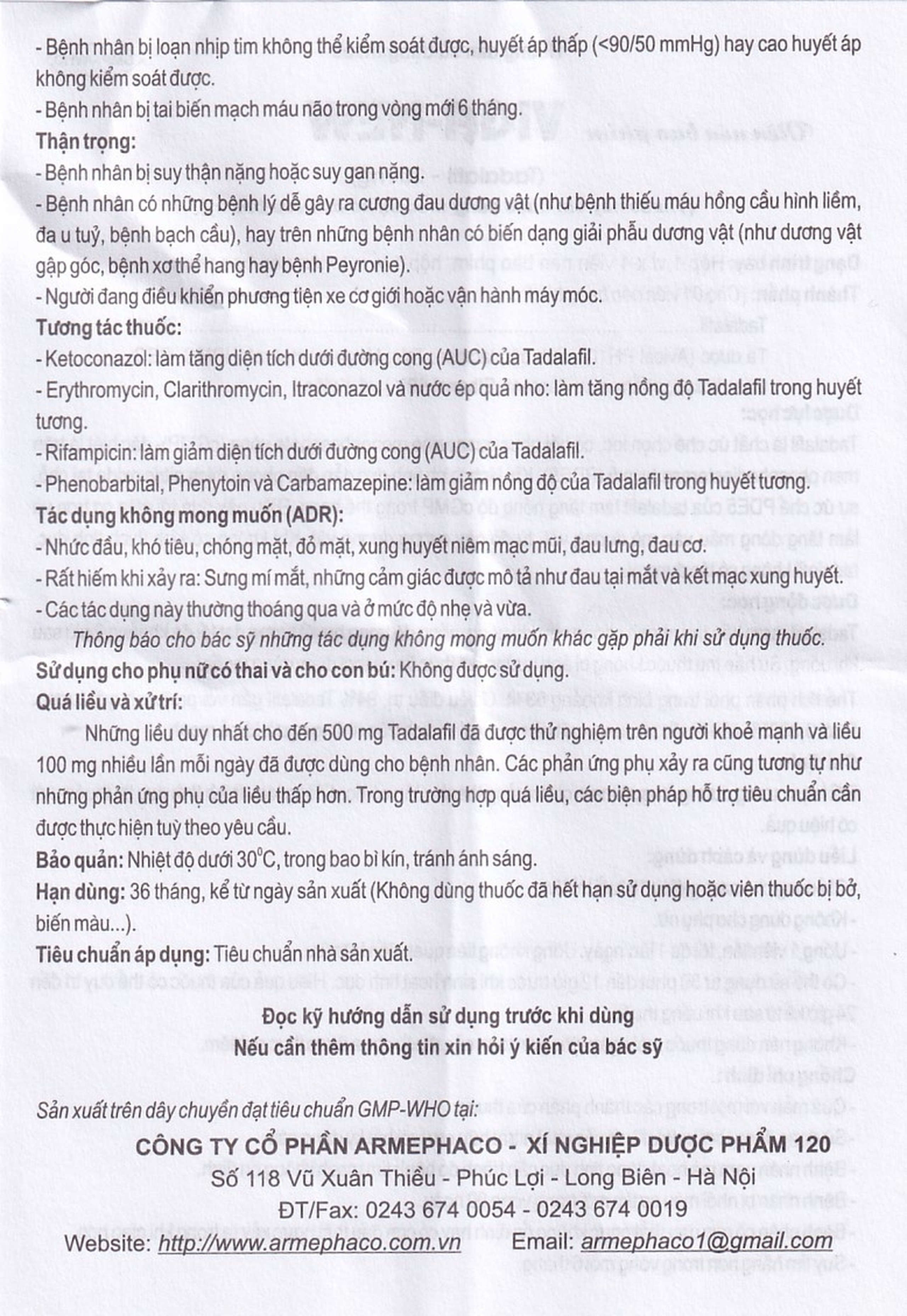 Thuốc Viga-New 20mg Armephaco điều trị rối loạn cương dương (1 vỉ x 4 viên)