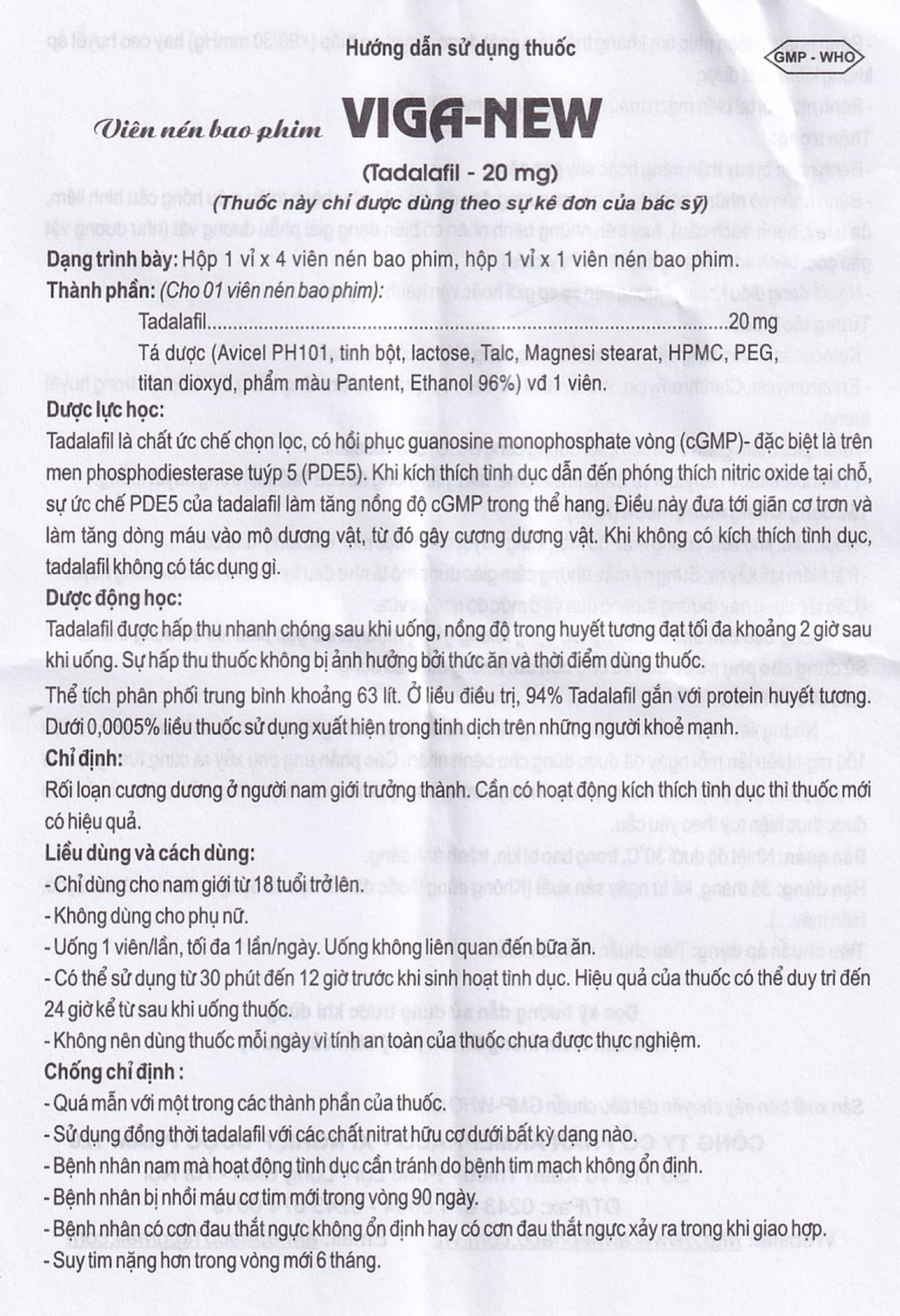 Thuốc Viga-New 20mg Armephaco điều trị rối loạn cương dương (1 vỉ x 4 viên)