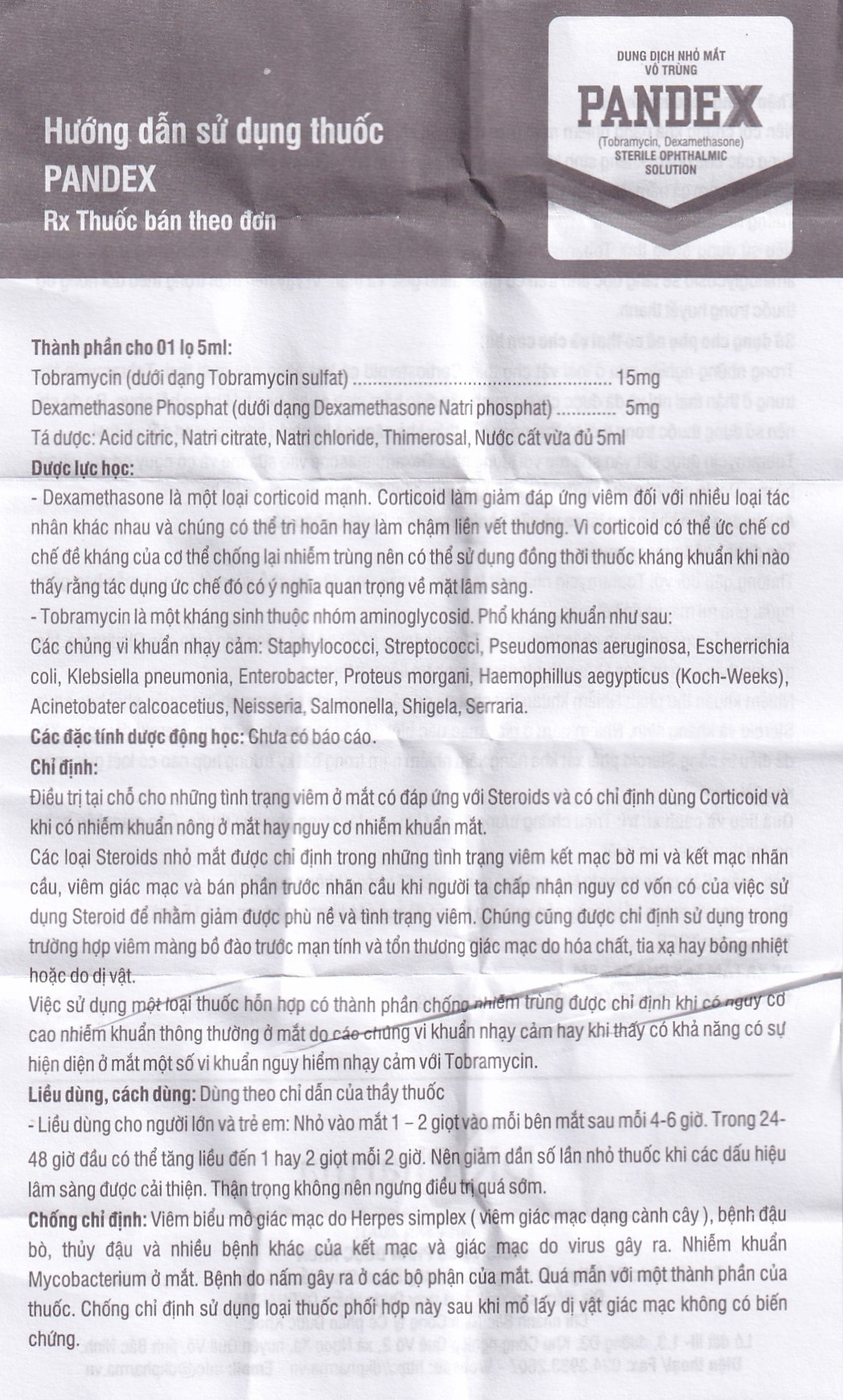 Thuốc nhỏ mắt Pandex DK Pharma điều trị viêm mắt (5ml)