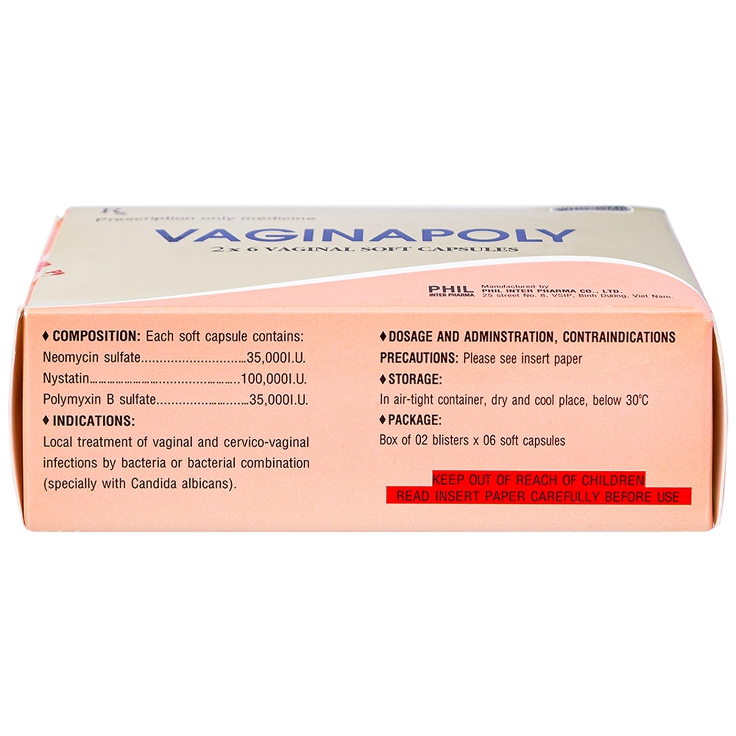 Viên đặt phụ khoa Vaginapoly Phil Inter điều trị nhiễm trùng ở âm đạo (2 vỉ x 6 viên)