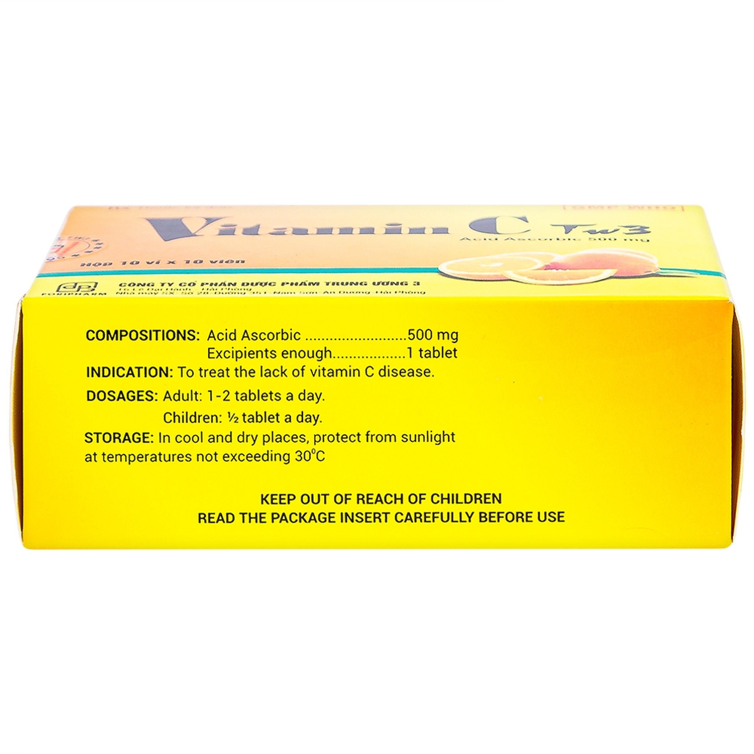 Thuốc Vitamin C TW3 điều trị bệnh do thiếu vitamin C (10 vỉ x 10 viên)