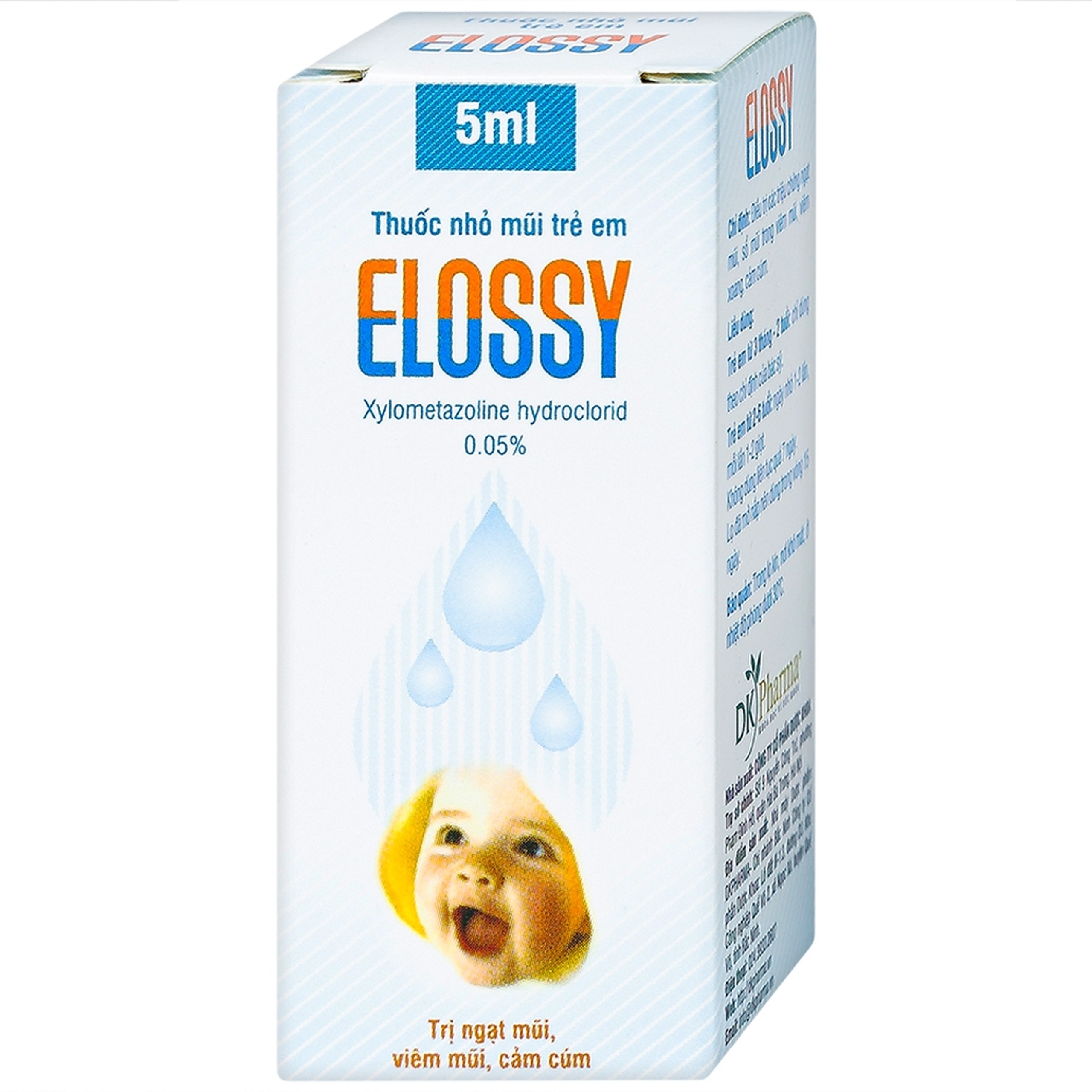 Thuốc nhỏ mũi trẻ em Elossy 0.05% điều trị ngạt mũi, viêm mũi, viêm xoang (5ml)