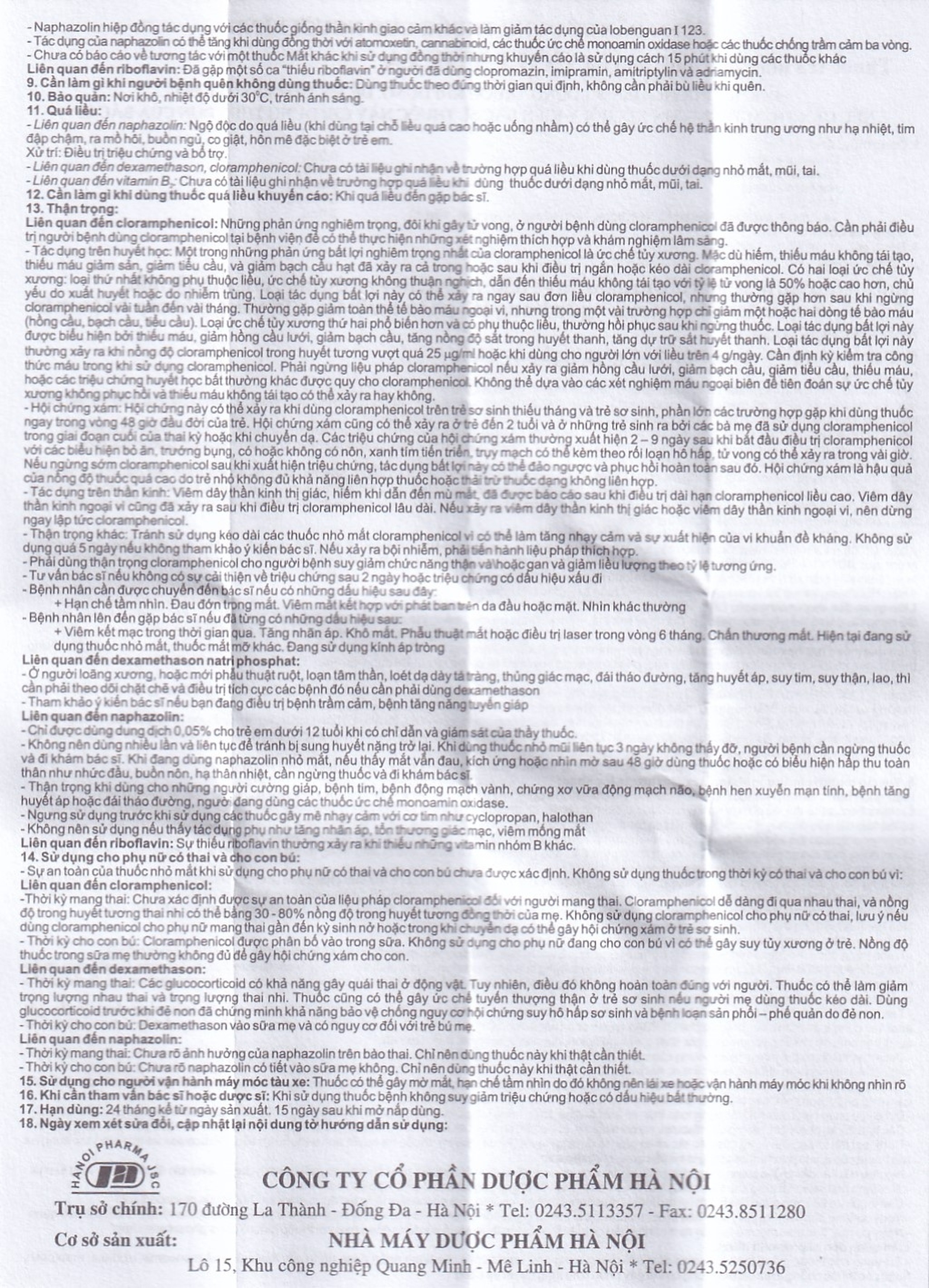 Thuốc Collydexa Hà Nội Pharma điều trị đau mắt, viêm tai giữa, viêm mũi cấp hoặc mãn tính (5ml)