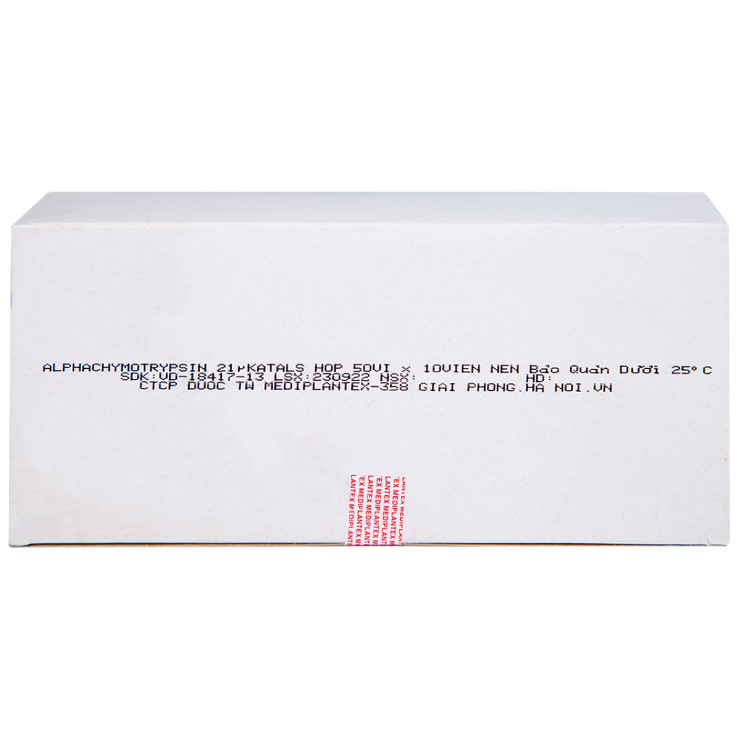 Thuốc Alphachymotrypsin Mediplantex điều trị phù nề, sưng do chấn thương, phẫu thuật (50 vỉ x 10 viên)