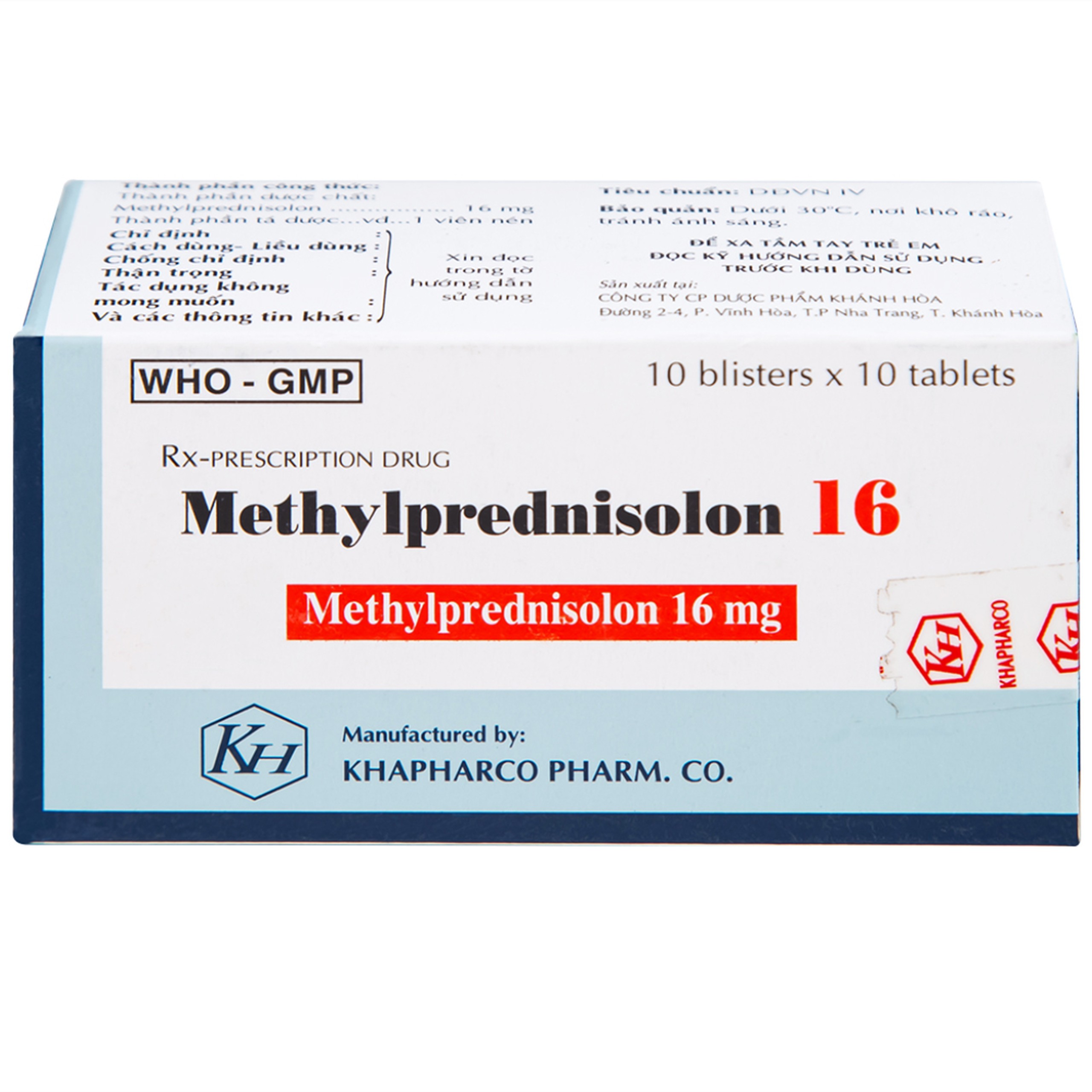 Thuốc Methylprednisolon 16 Khapharco kháng viêm, điều trị viêm khớp dạng thấp, lupus ban đỏ hệ thống (10 vỉ x 10 viên)