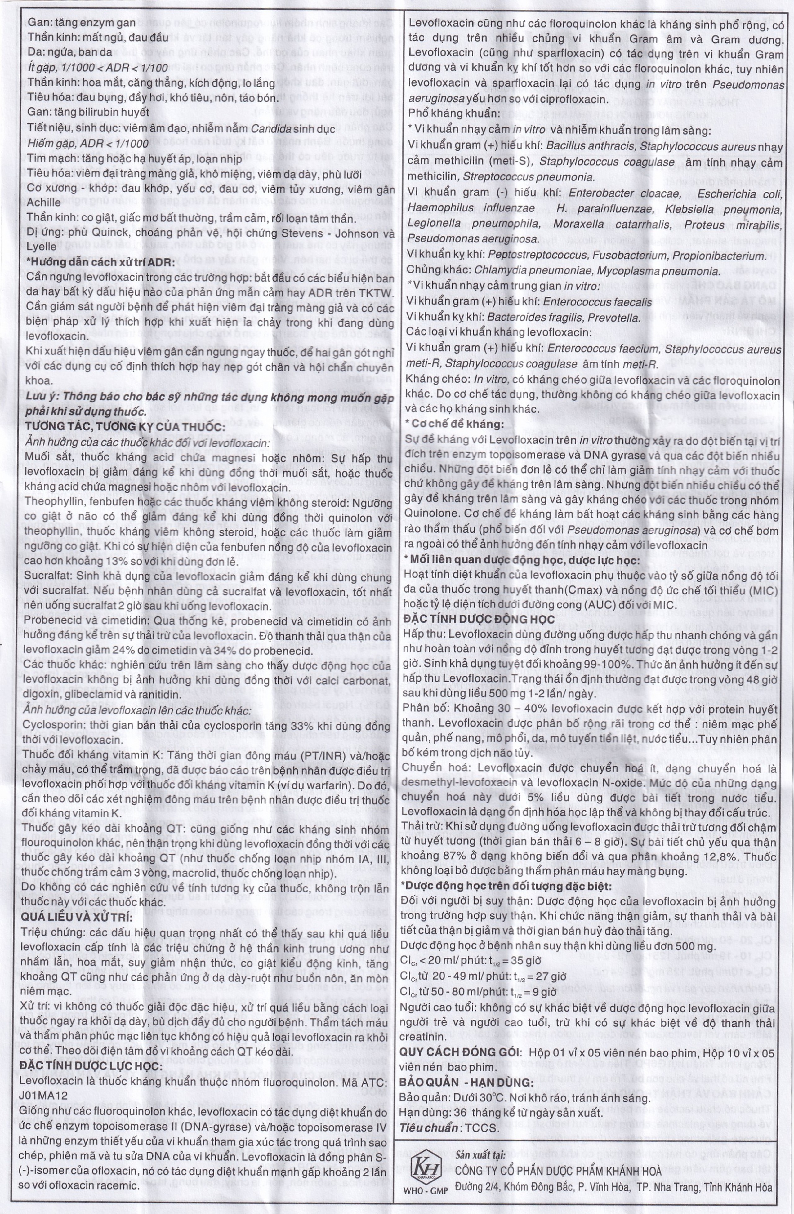 Thuốc Kaflovo 500 Khapharco điều trị nhiễm khuẩn do vi khuẩn, viêm phổi, nhiễm khuẩn da (10 vỉ x 5 viên)