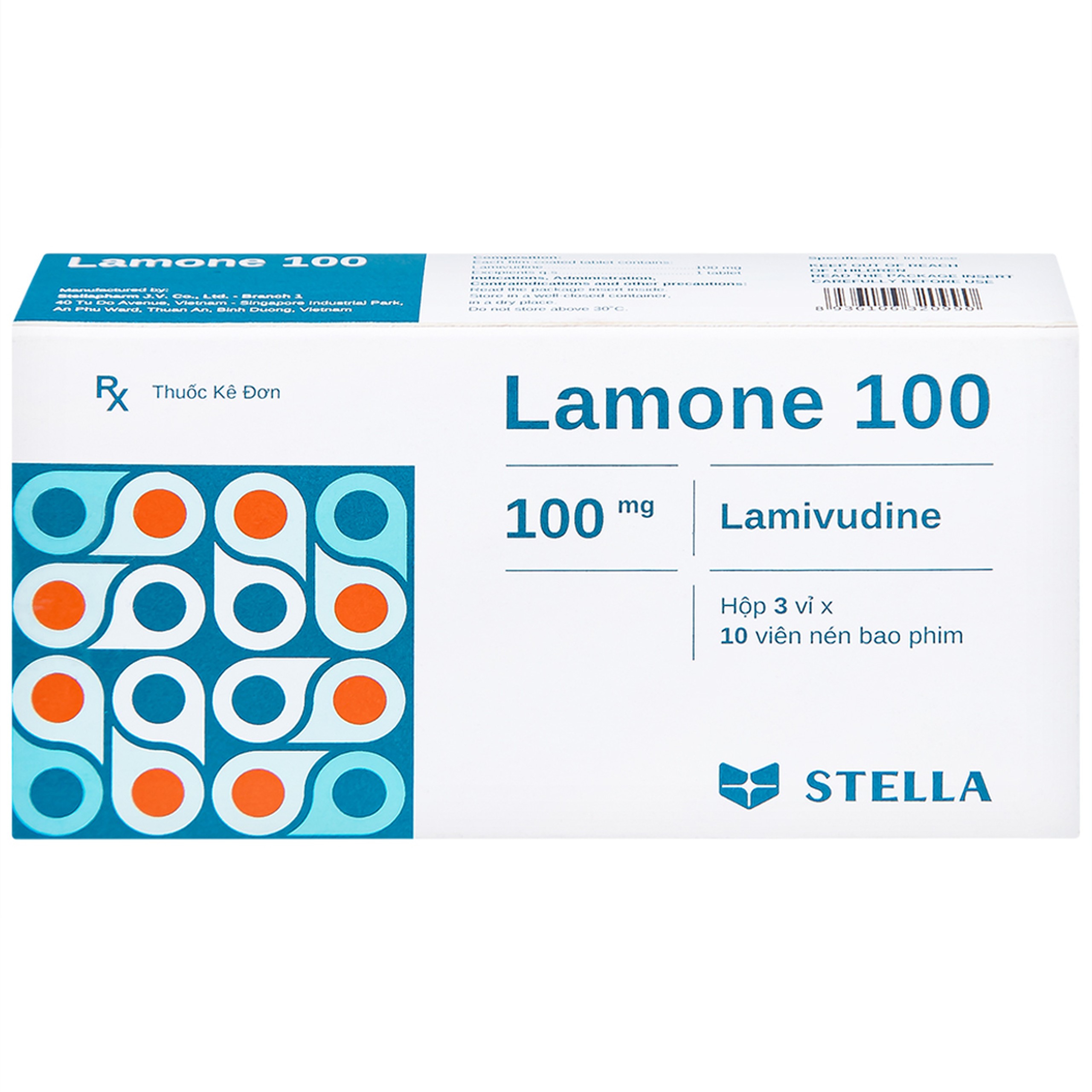 Thuốc Lamone 100 Stella điều trị viêm gan siêu vi B mãn tính (3 vỉ x 10 viên)