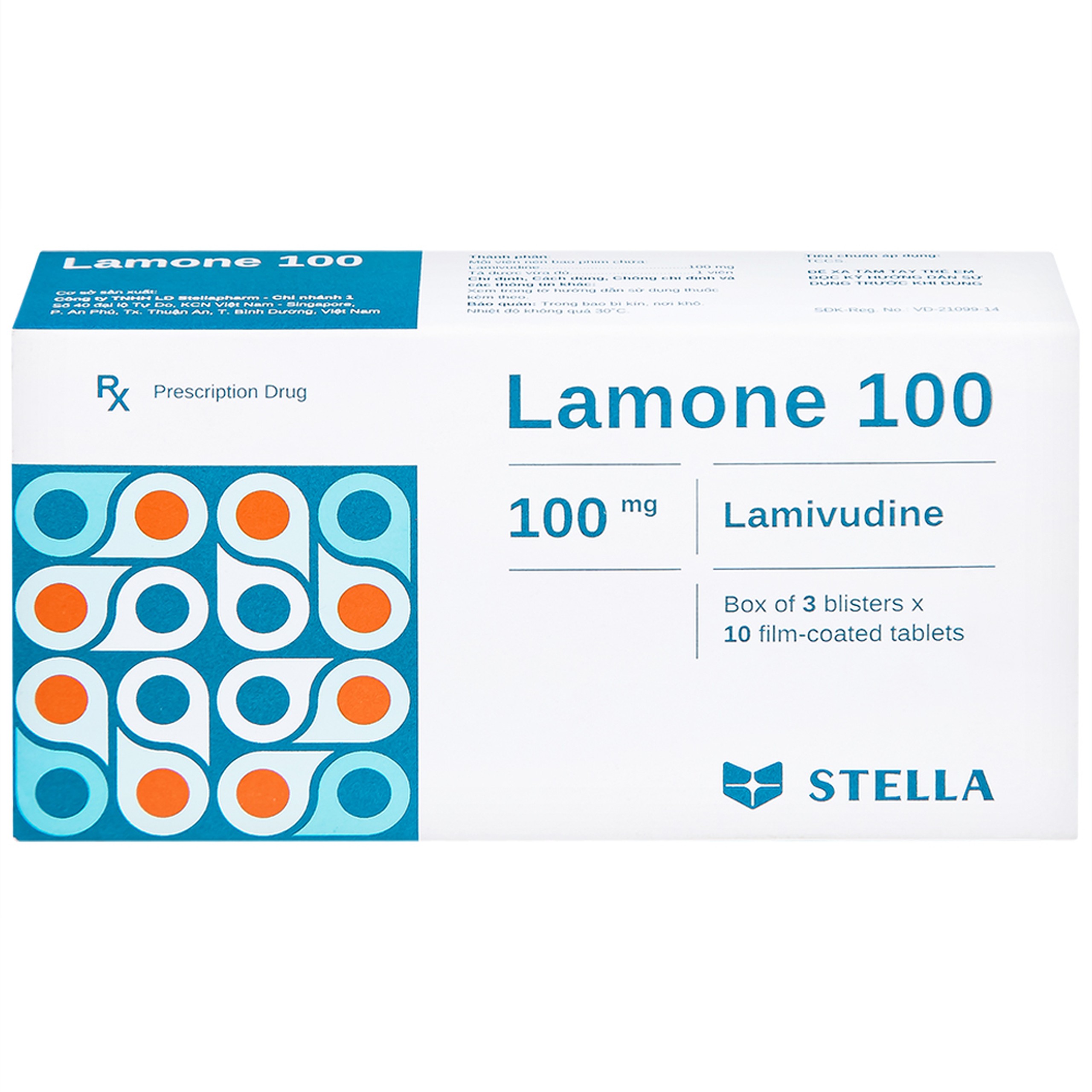 Thuốc Lamone 100 Stella điều trị viêm gan siêu vi B mãn tính (3 vỉ x 10 viên)