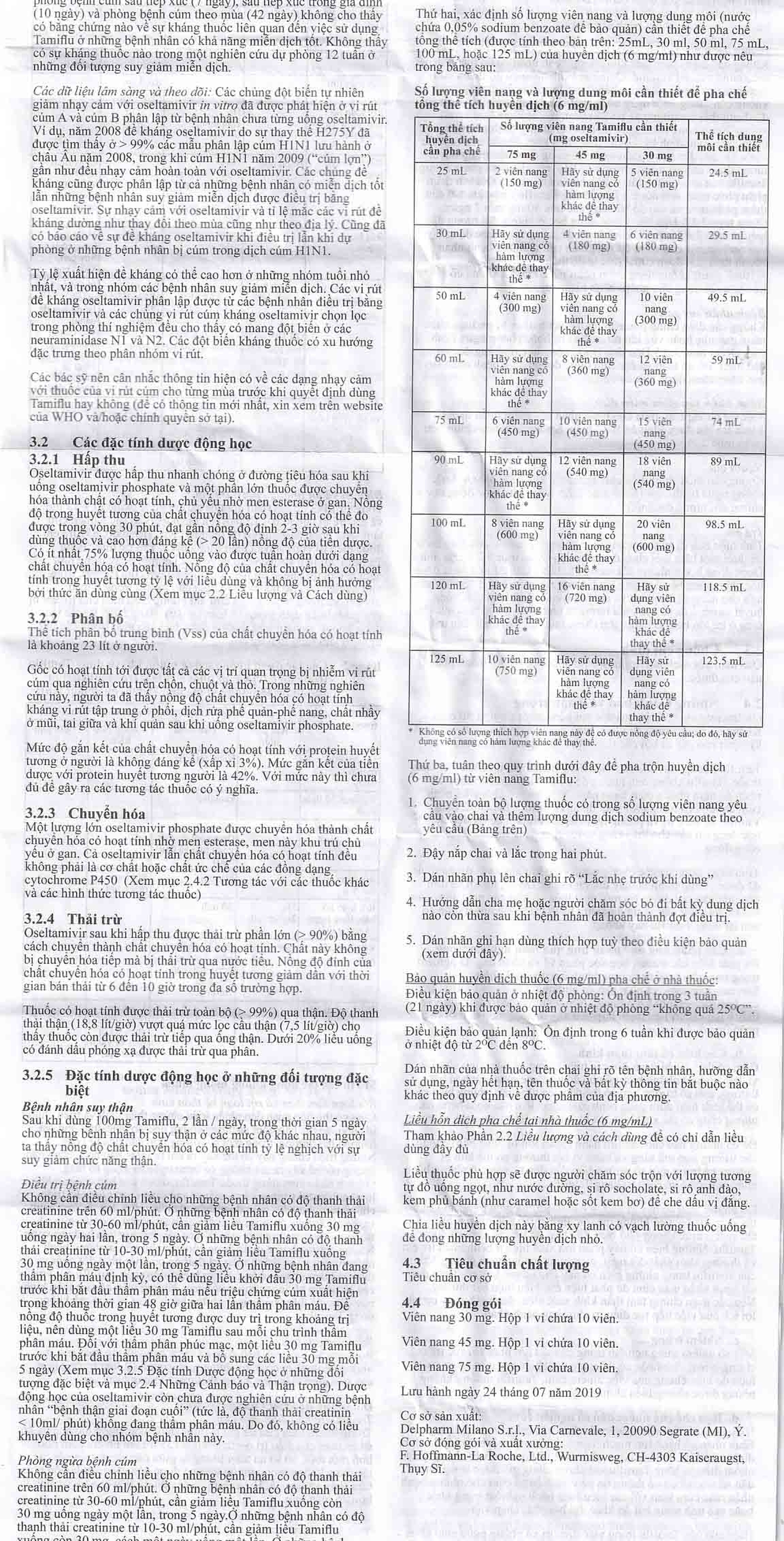 Thuốc Tamiflu Roche điều trị bệnh cúm (1 vỉ x 10 viên)