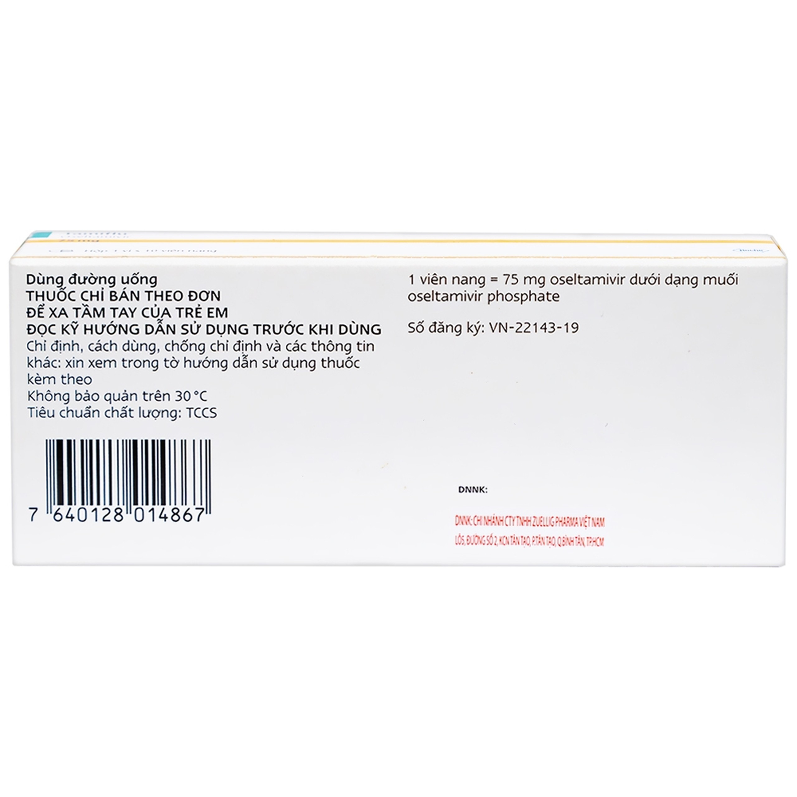 Thuốc Tamiflu Roche điều trị bệnh cúm (1 vỉ x 10 viên)