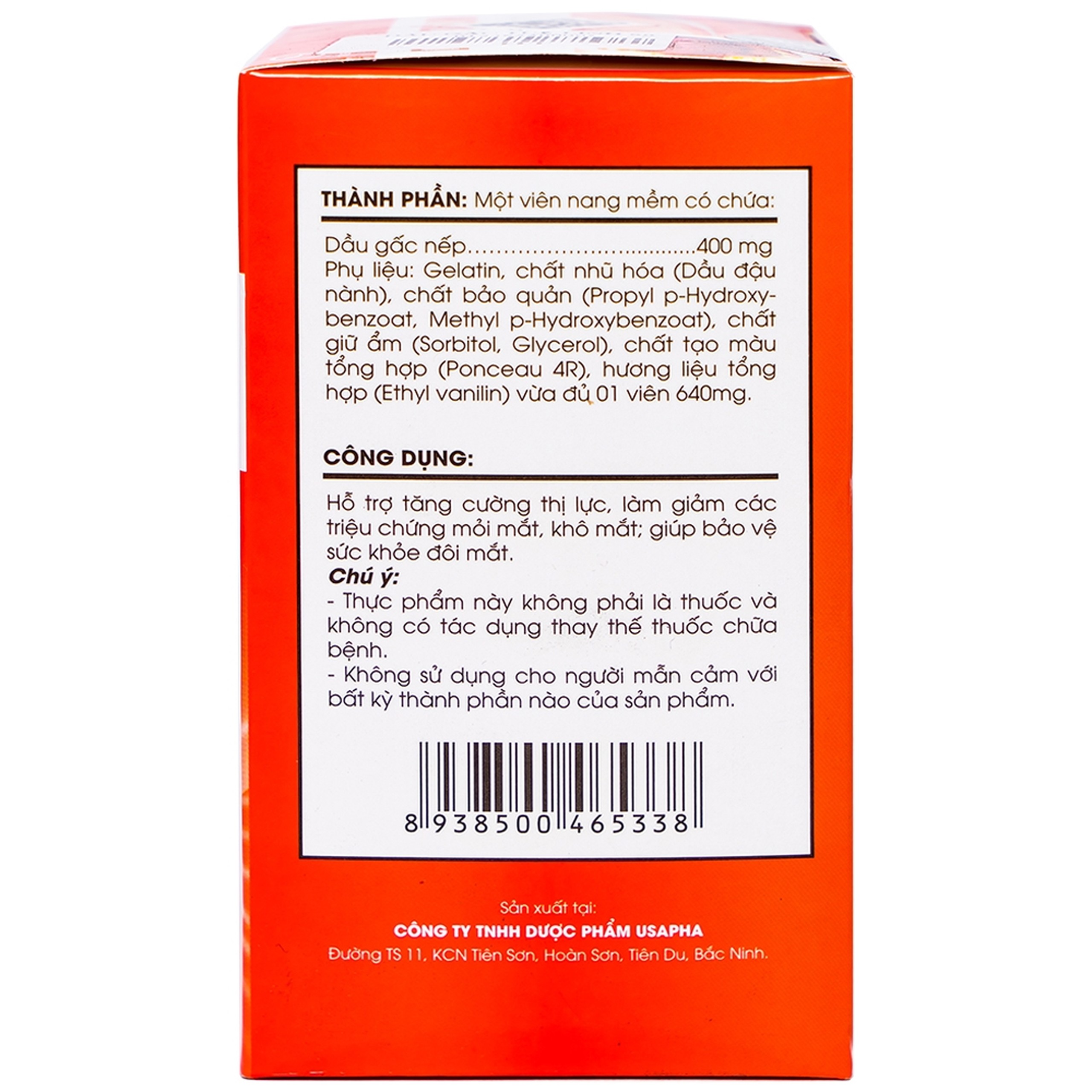 Viên uống Dầu Gấc Tuệ Linh hỗ trợ bảo vệ sức khỏe đôi mắt, tăng cường thị lực (60 viên)