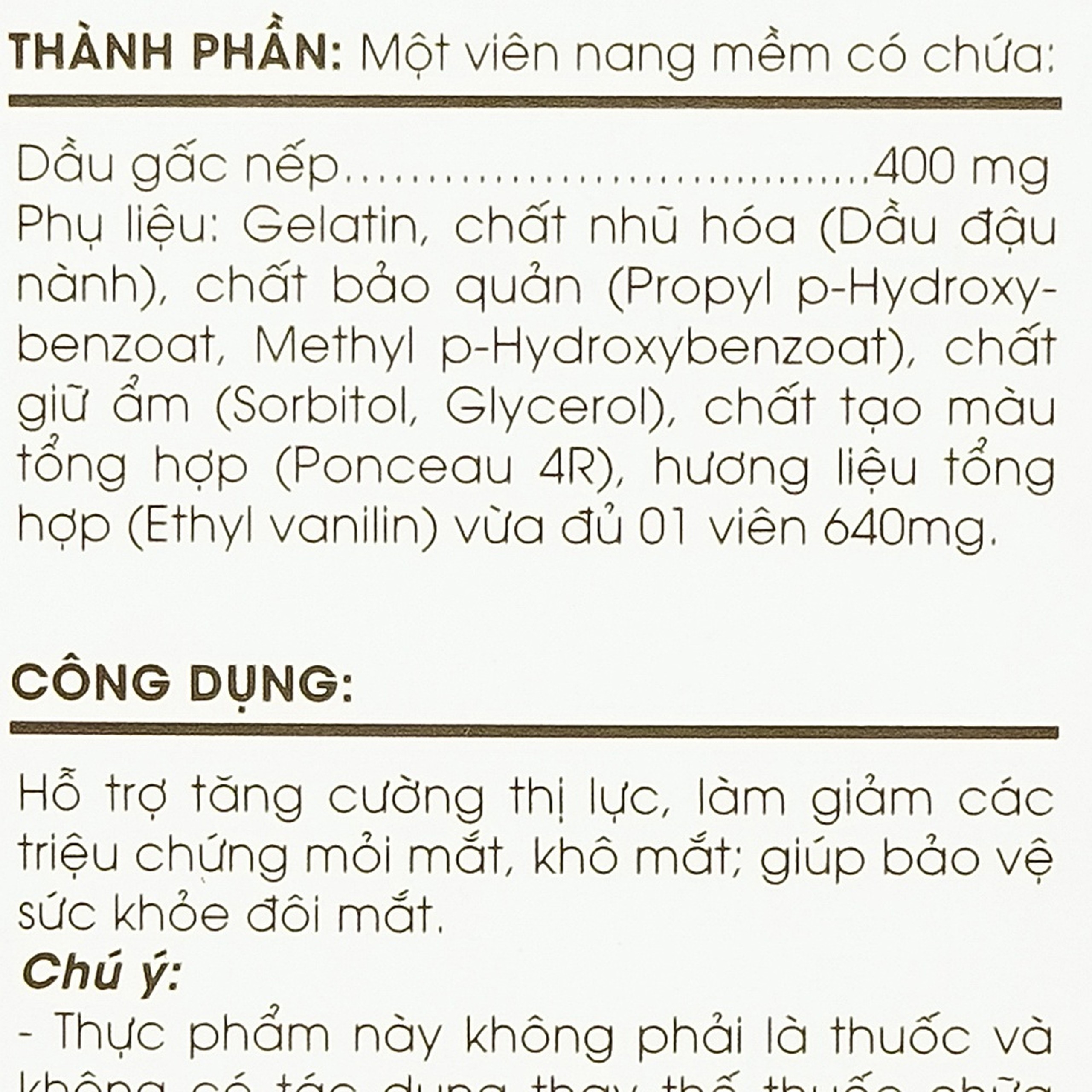 Viên uống Dầu Gấc Tuệ Linh hỗ trợ bảo vệ sức khỏe đôi mắt, tăng cường thị lực (60 viên)
