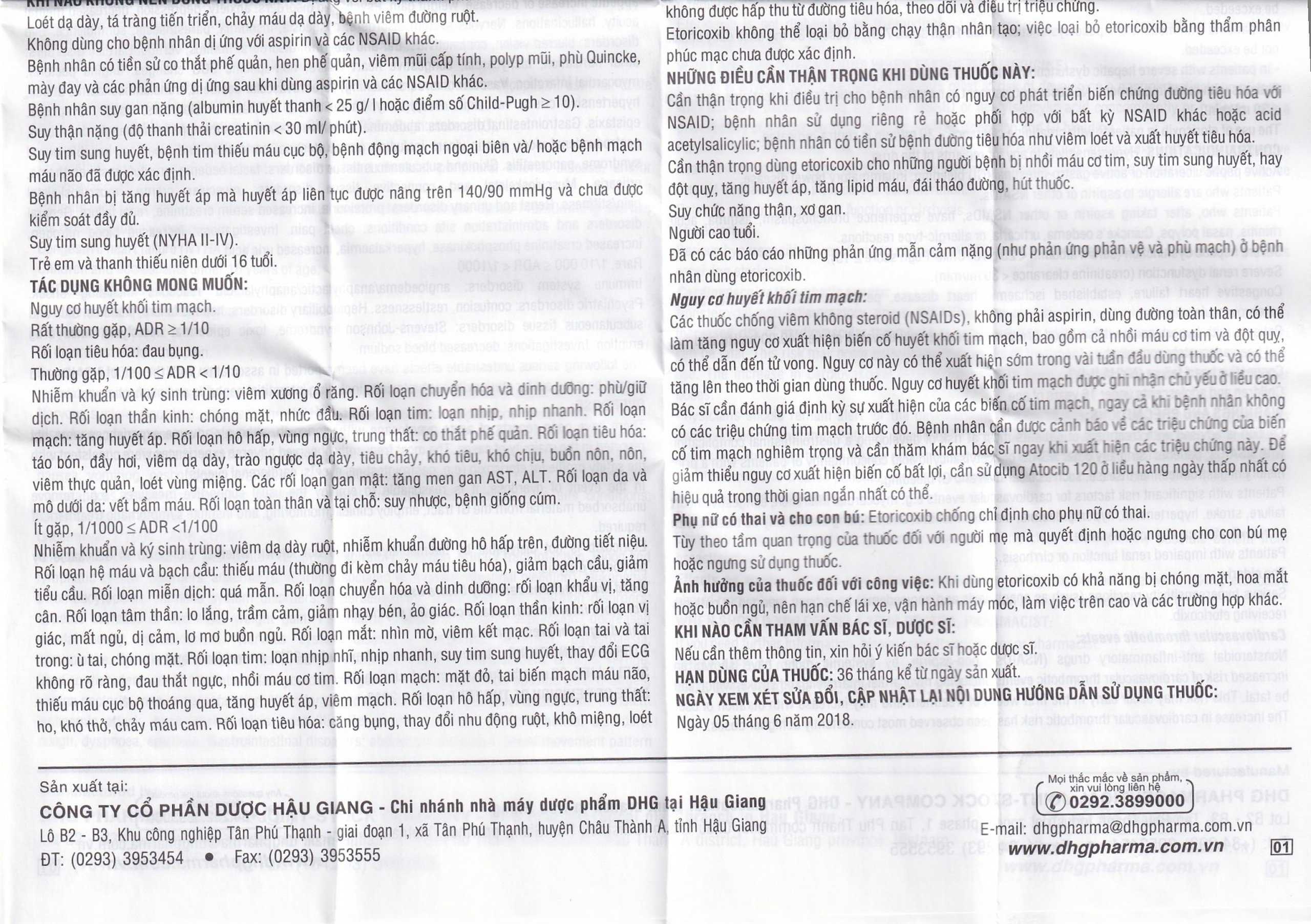 Thuốc Atocib 120mg DHG điều trị thoái hóa khớp, viêm khớp dạng thấp (3 vỉ x 10 viên)