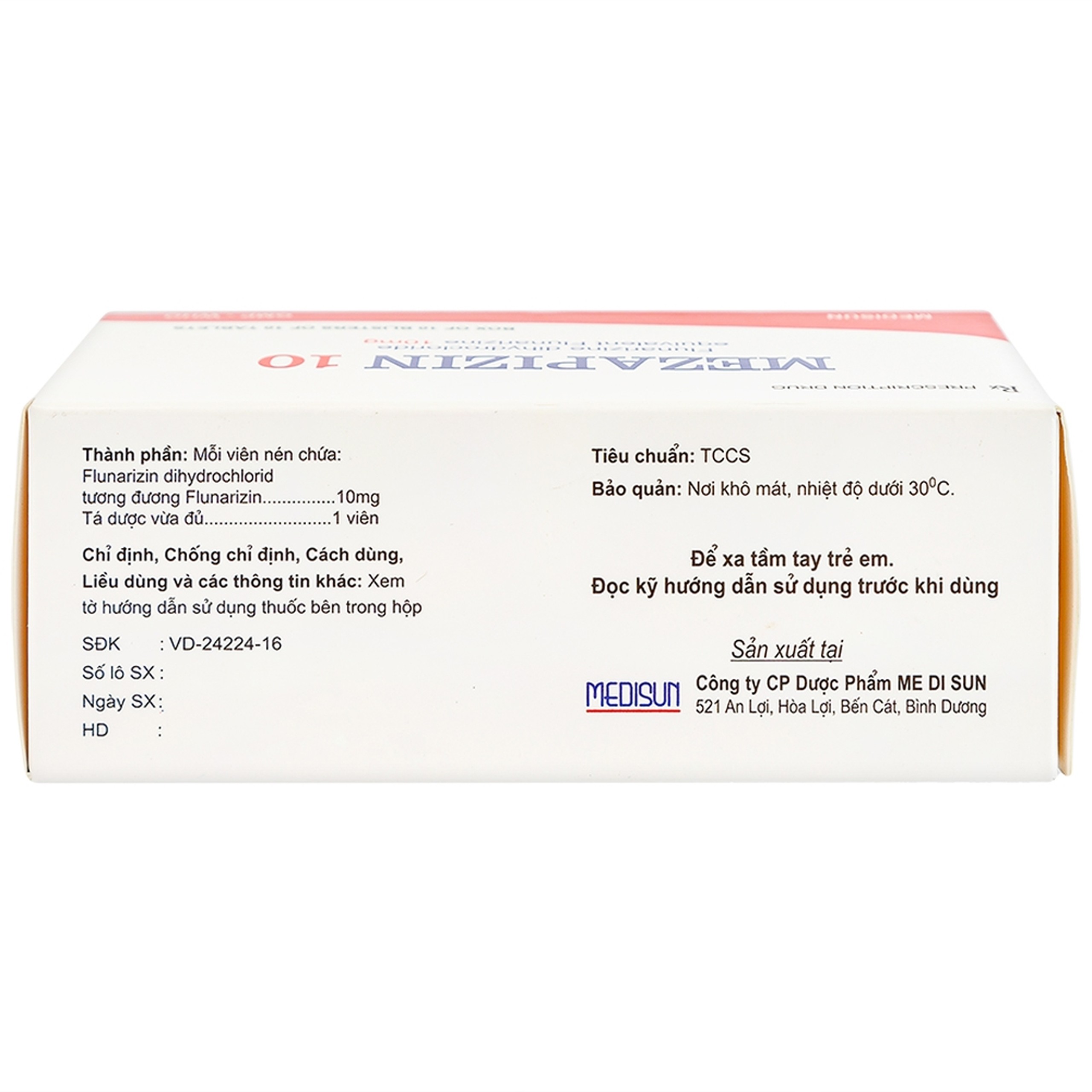 Viên nén Mezapizin 10 Medisun điều trị đau nửa đầu (10 vỉ x 10 viên)