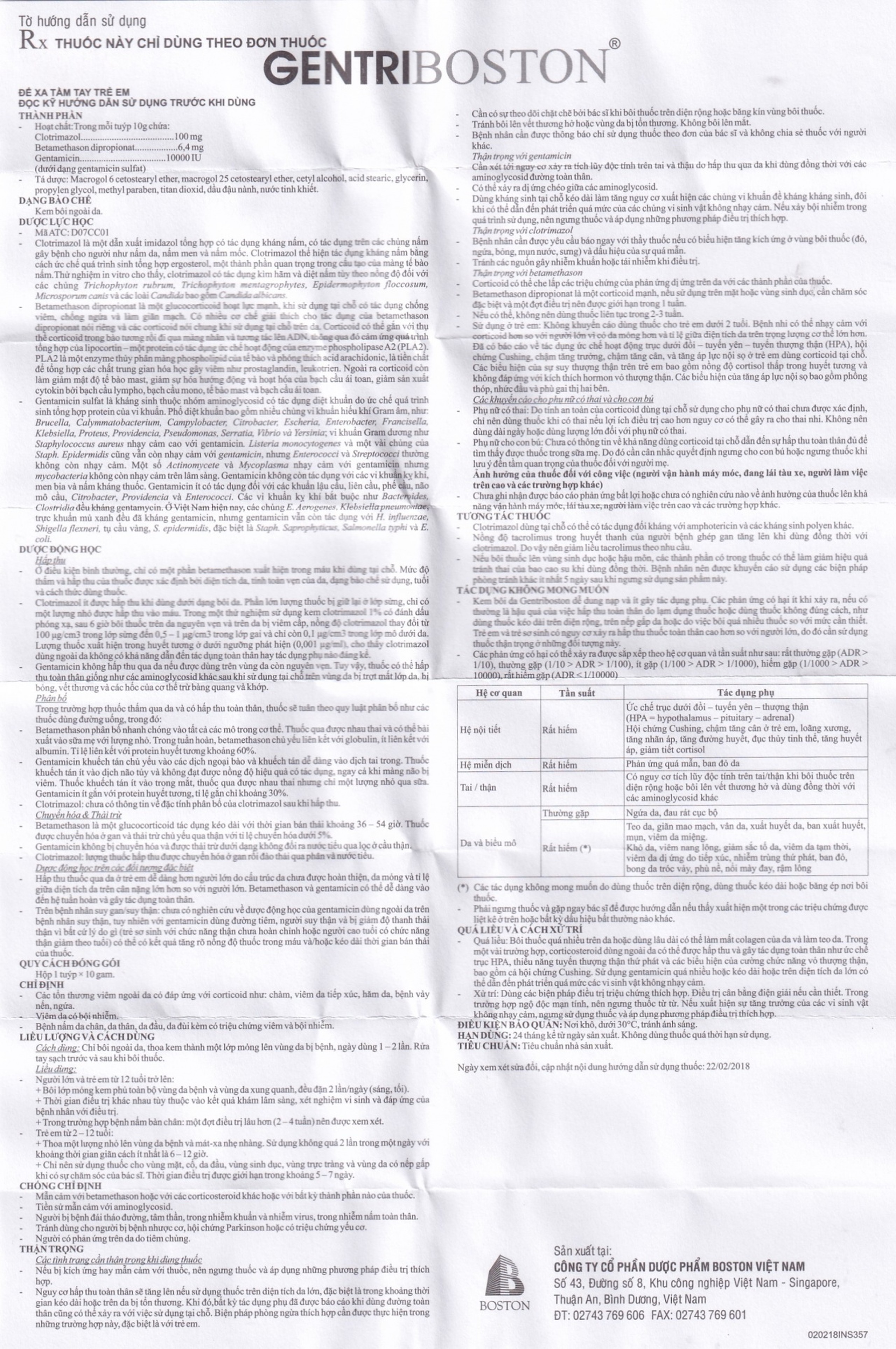 Kem bôi da GentriBoston điều trị các tổn thương viêm ngoài da (10g)