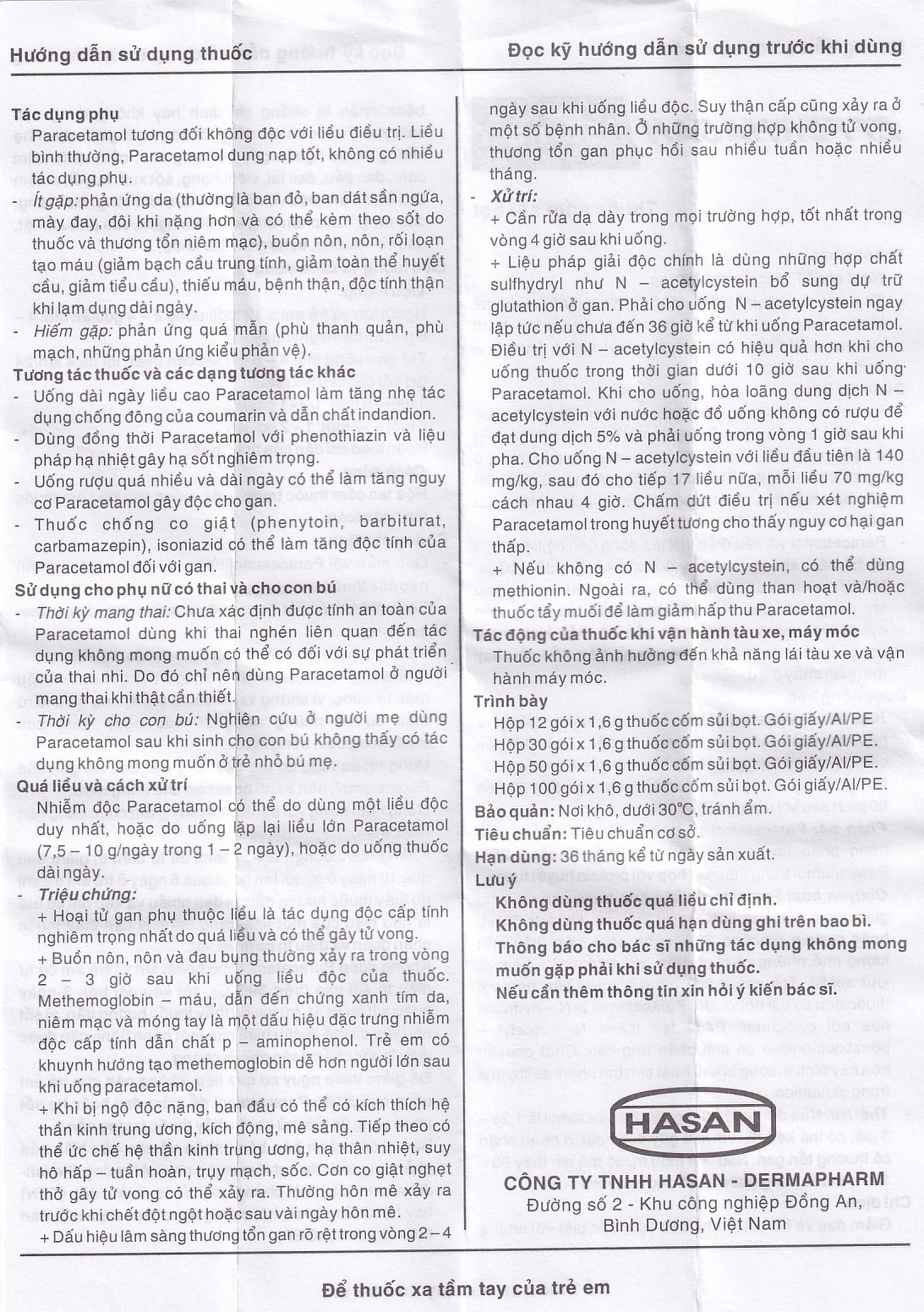 Bột sủi EfferHasan 250mg giảm đau, hạ sốt (30 gói)