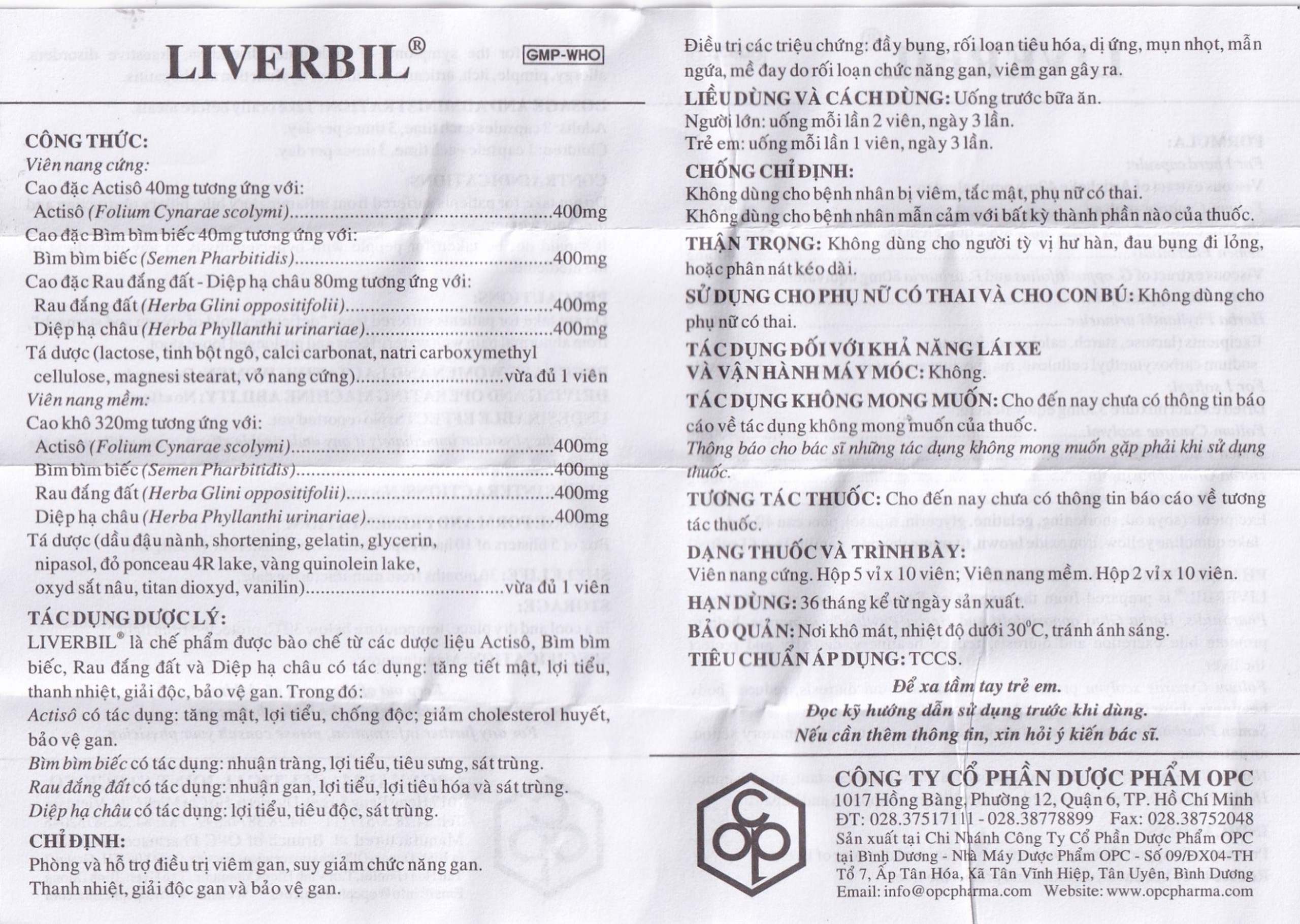 Thuốc Liverbil OPC nhuận gan, lợi mật, điều trị viêm gan (2 vỉ x 10 viên)