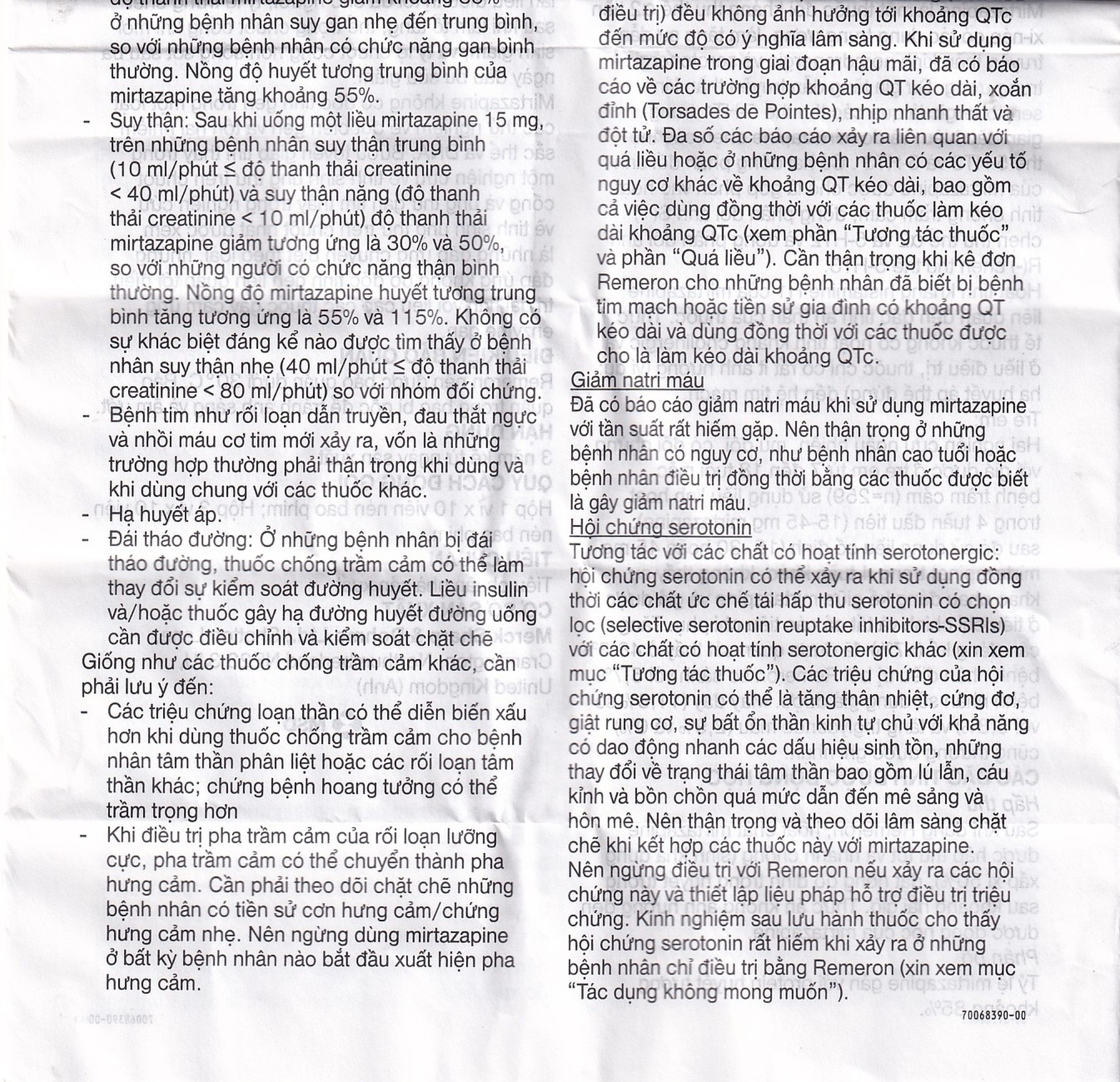 Thuốc Remeron 30mg MSD điều trị các đợt của trầm cảm nặng (3 vỉ x 10 viên)