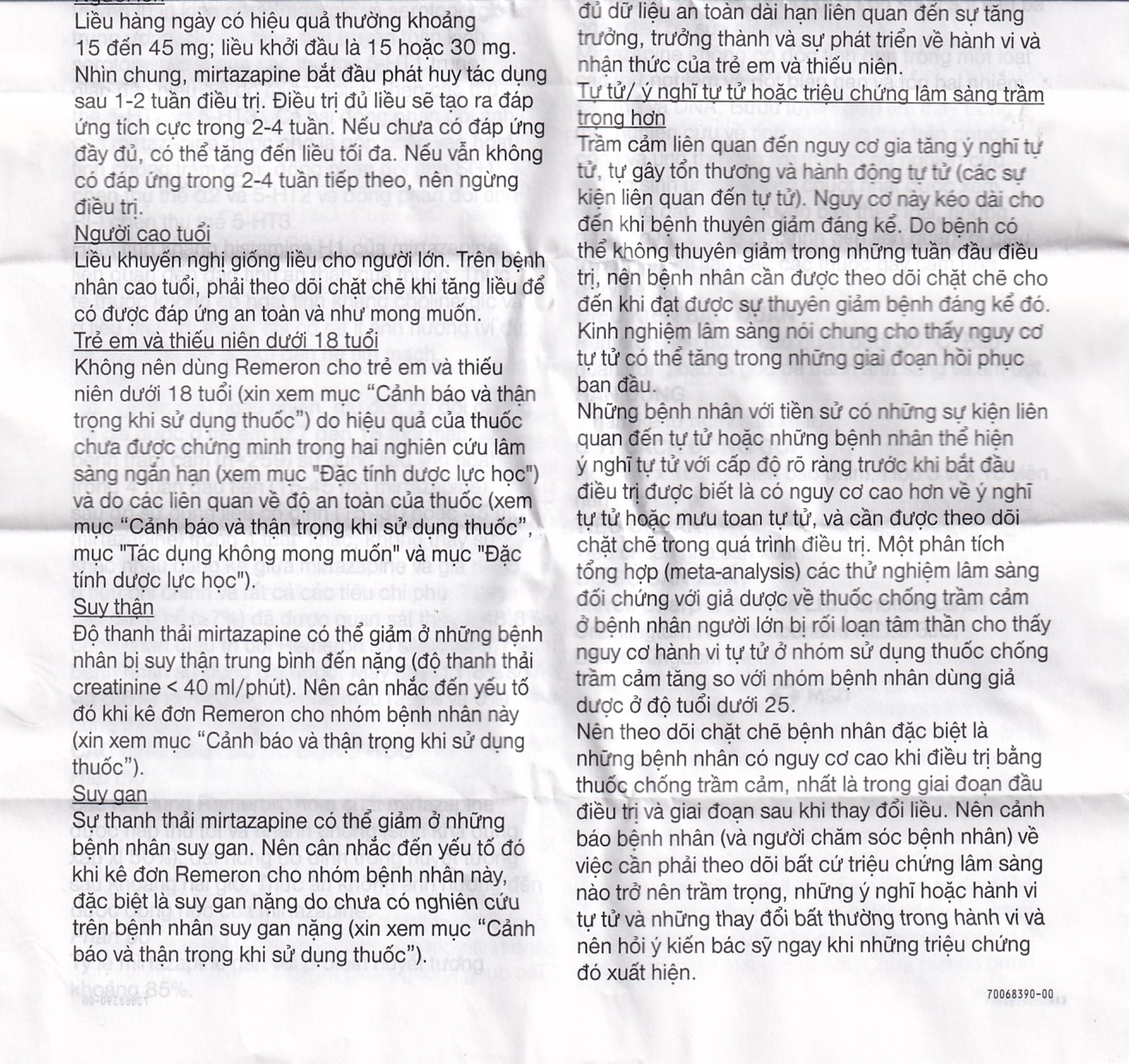 Thuốc Remeron 30mg MSD điều trị các đợt của trầm cảm nặng (3 vỉ x 10 viên)