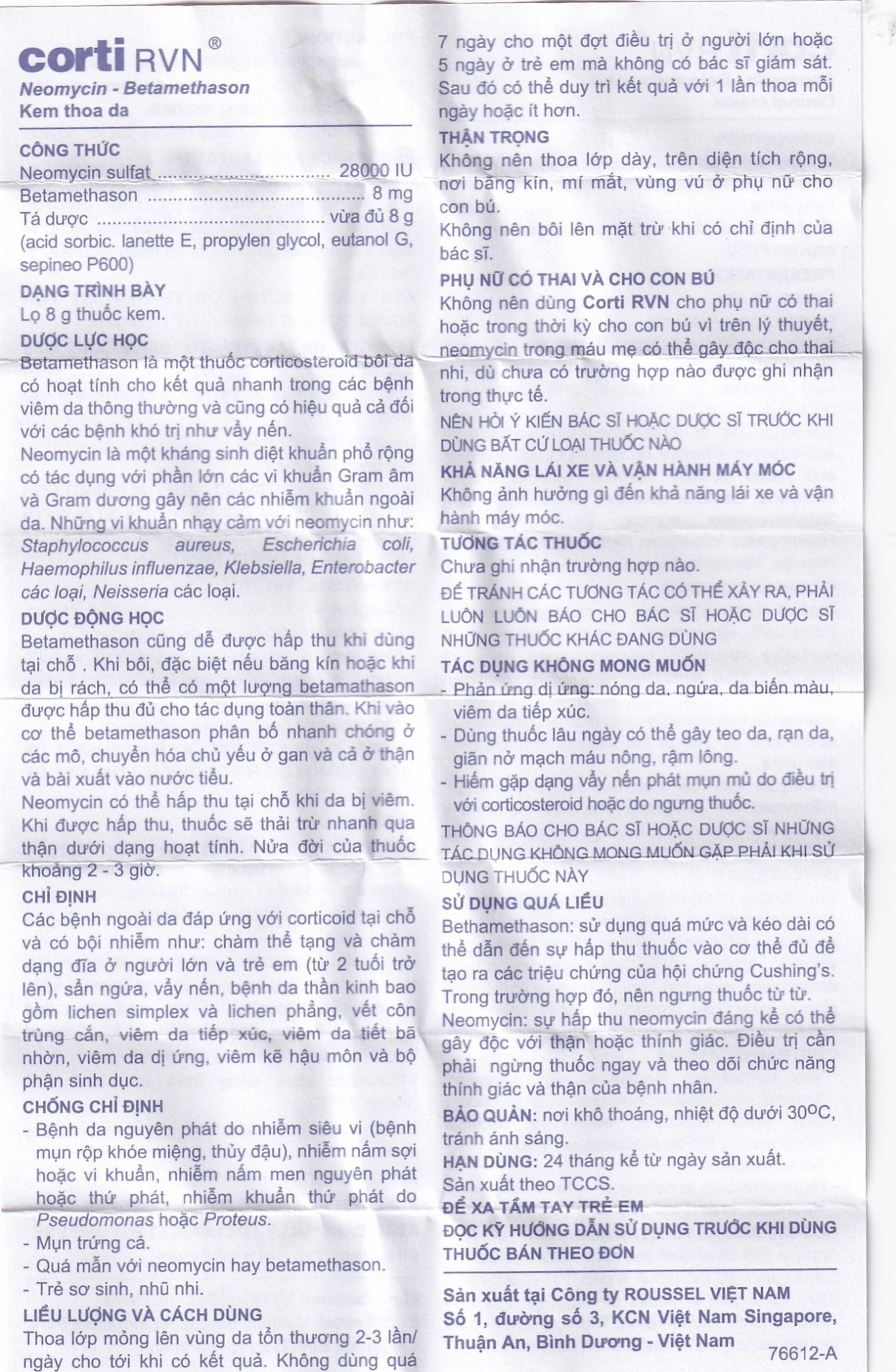 Kem thoa da Corti RVN Roussel điều trị chàm thể tạng, chàm dạng đĩa, sần ngứa, vảy nến (8g)
