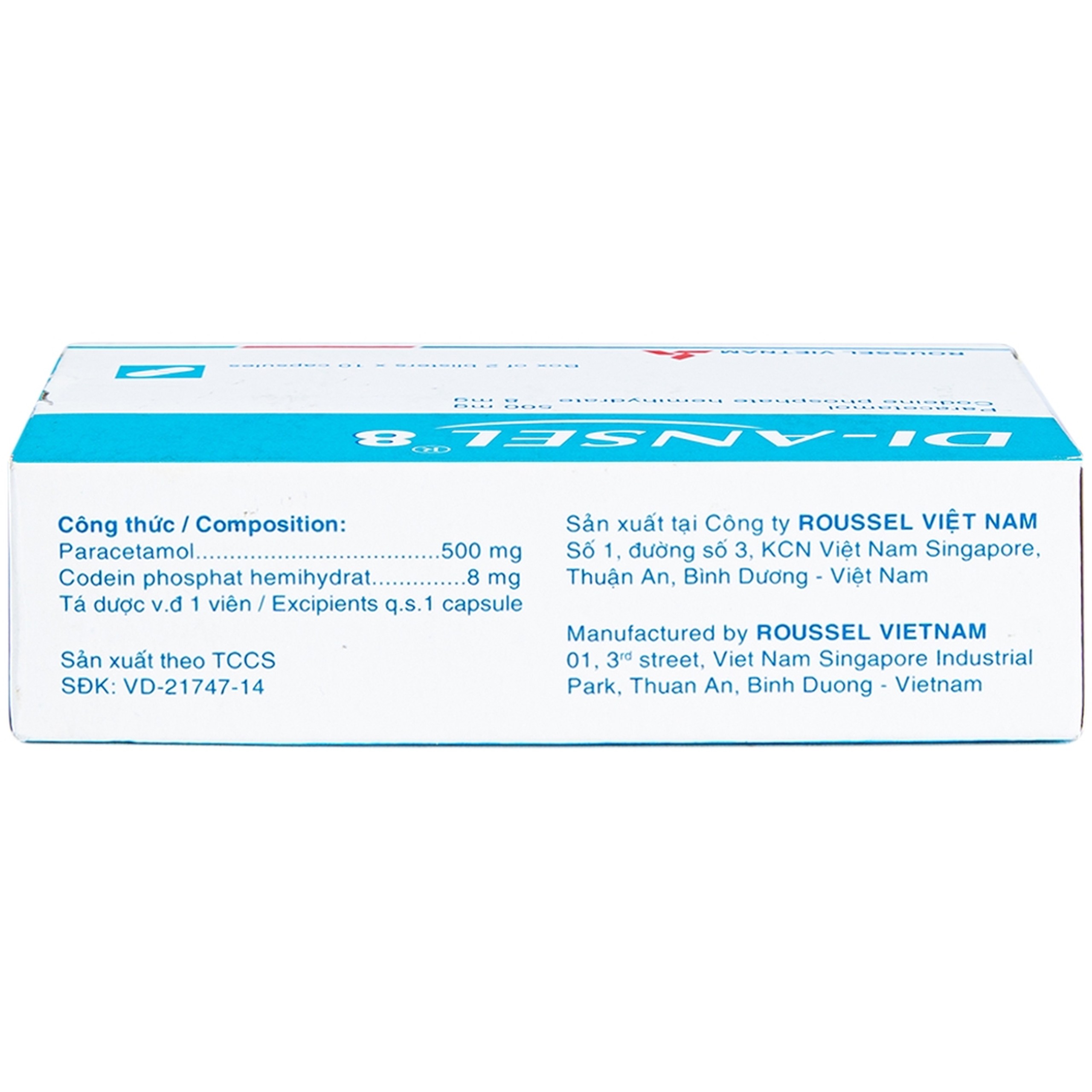 Thuốc Di-Ansel 8 Roussel giảm đau cấp tính mức độ trung bình (2 vỉ x 10 viên)