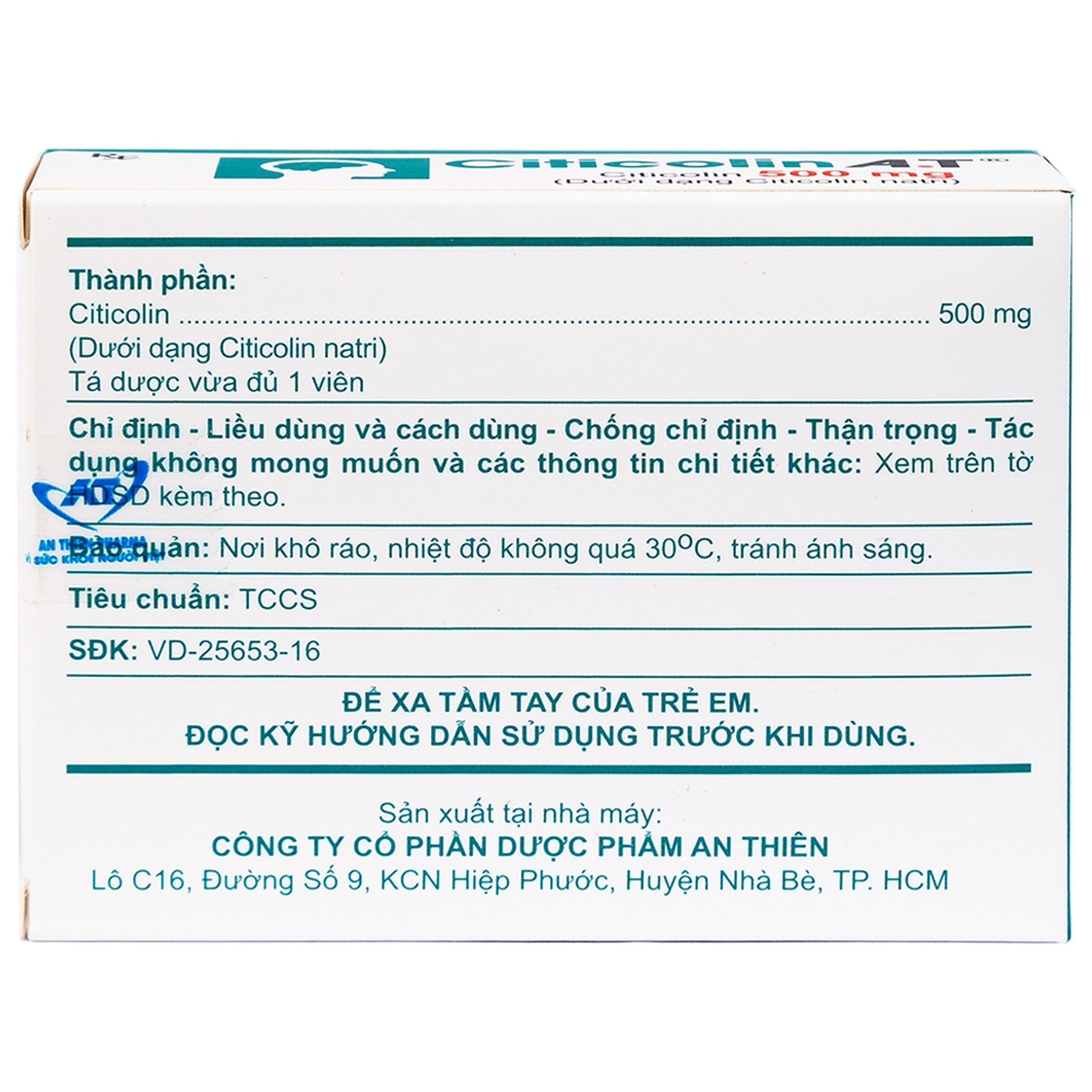 Thuốc Citicolin A.T điều trị cho bệnh nhân bị chấn thương sọ não nặng (3 vỉ x 10 viên)