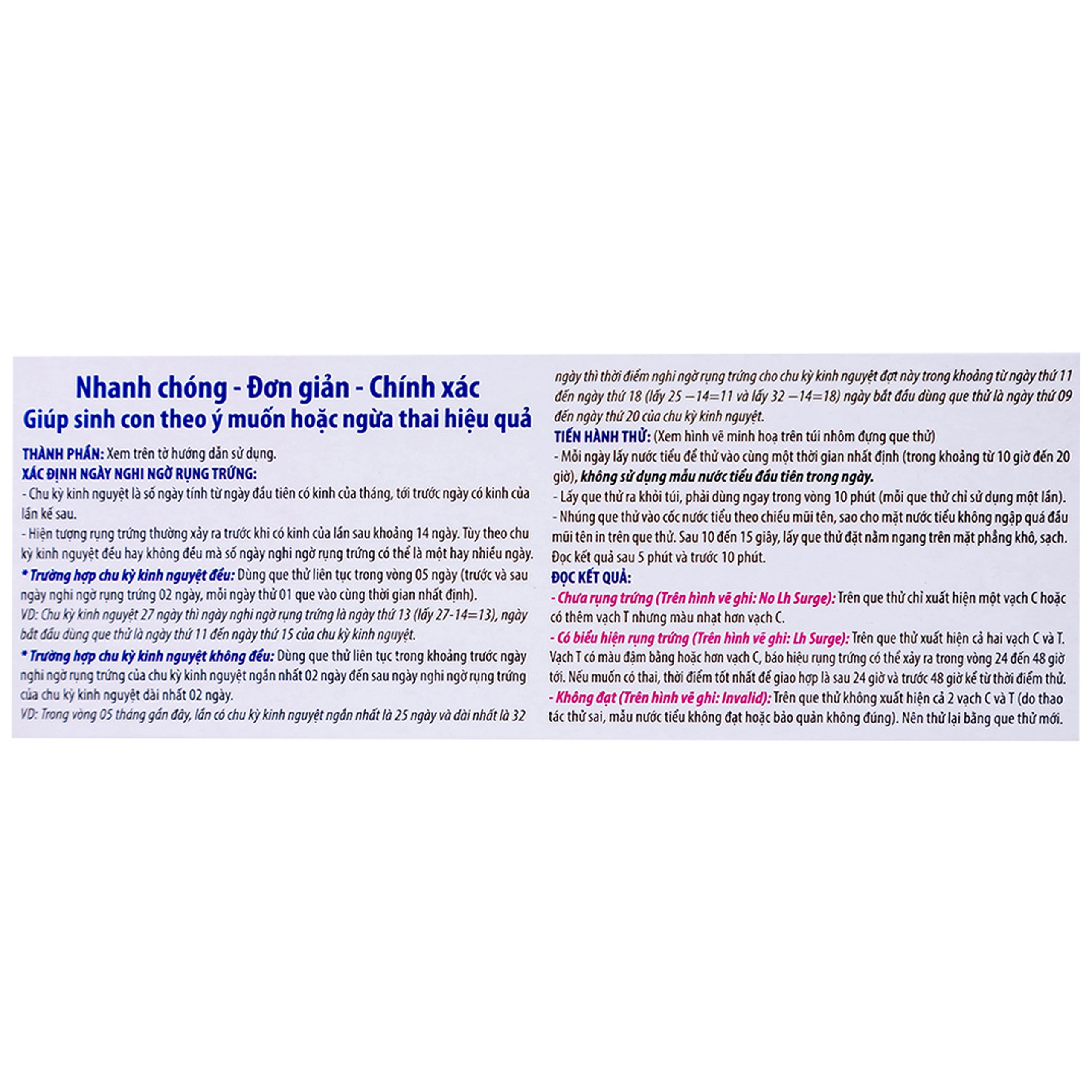 Que thử rụng trứng LH-Tana (12 cái) dùng xác định ngày rụng trứng nhanh chóng, đơn giản