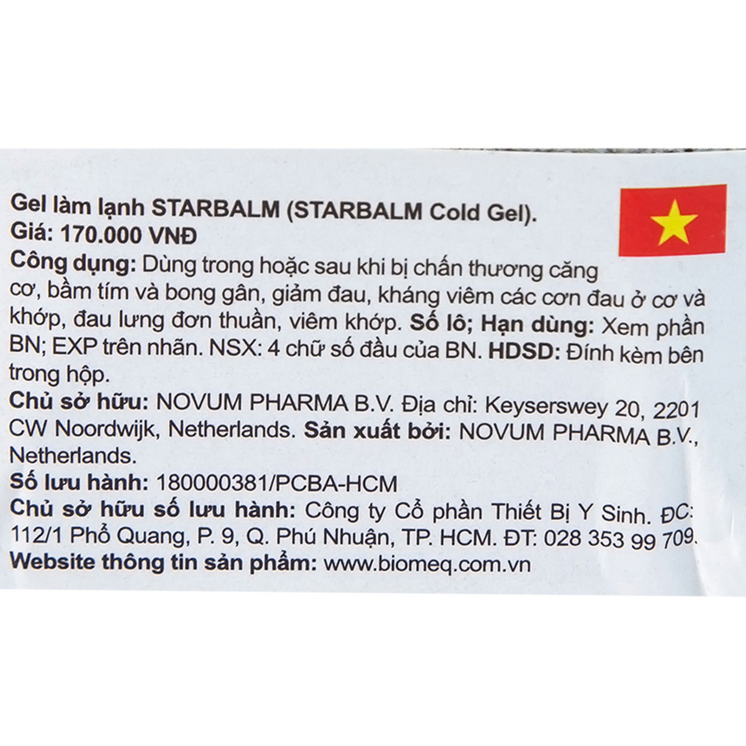 Gel lạnh giảm đau Starbalm Cold Gel 100ml giảm thâm tím, bong gân, giảm đau cơ, phục hồi chấn thương