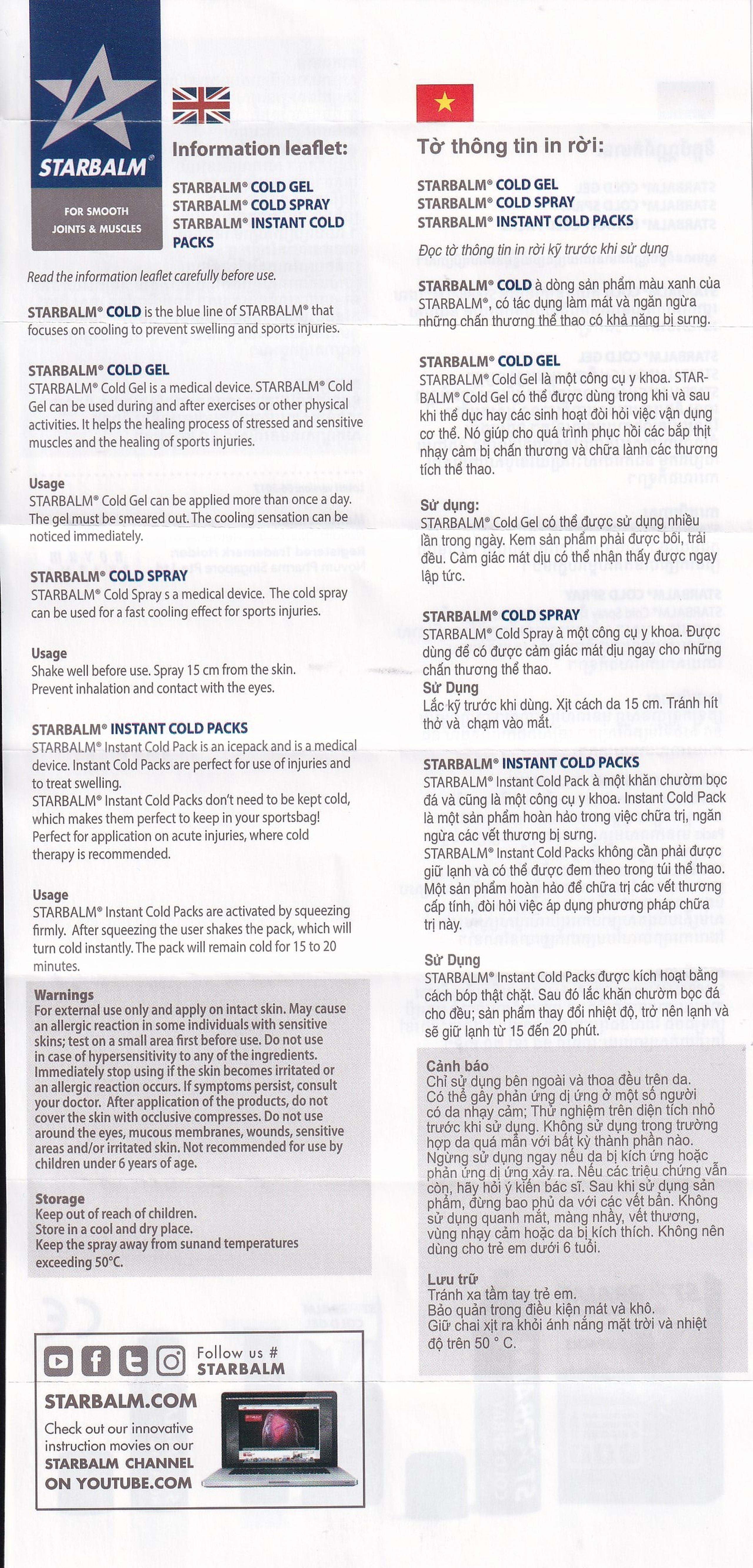 Gel lạnh giảm đau Starbalm Cold Gel 100ml giảm thâm tím, bong gân, giảm đau cơ, phục hồi chấn thương