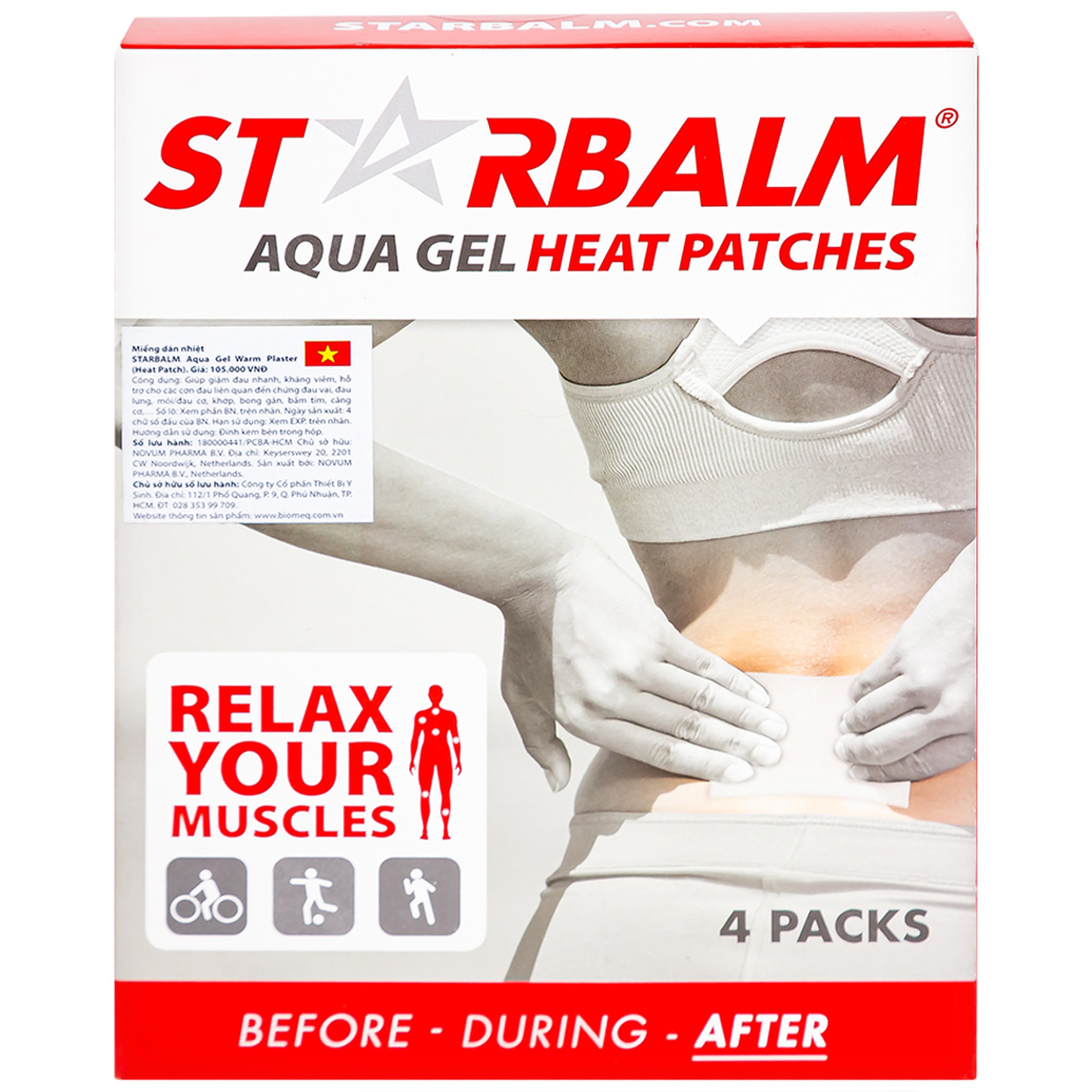 Cao dán giảm đau Starbalm (4 gói) Aqua Gel Heat Patches