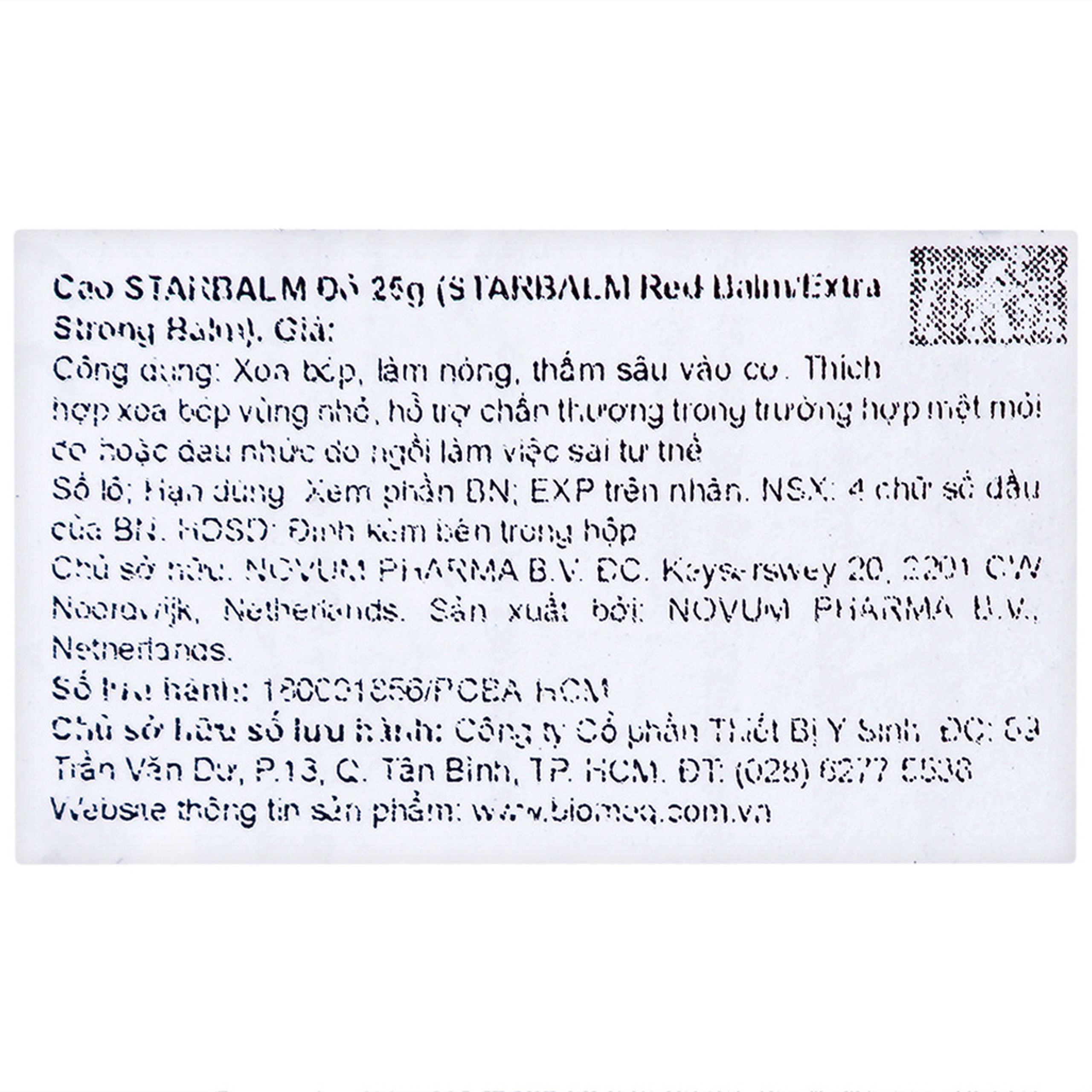 Cao xoa giảm đau Starbalm đỏ 25g hỗ trợ làm nóng, giảm mỏi cơ, chấn thương