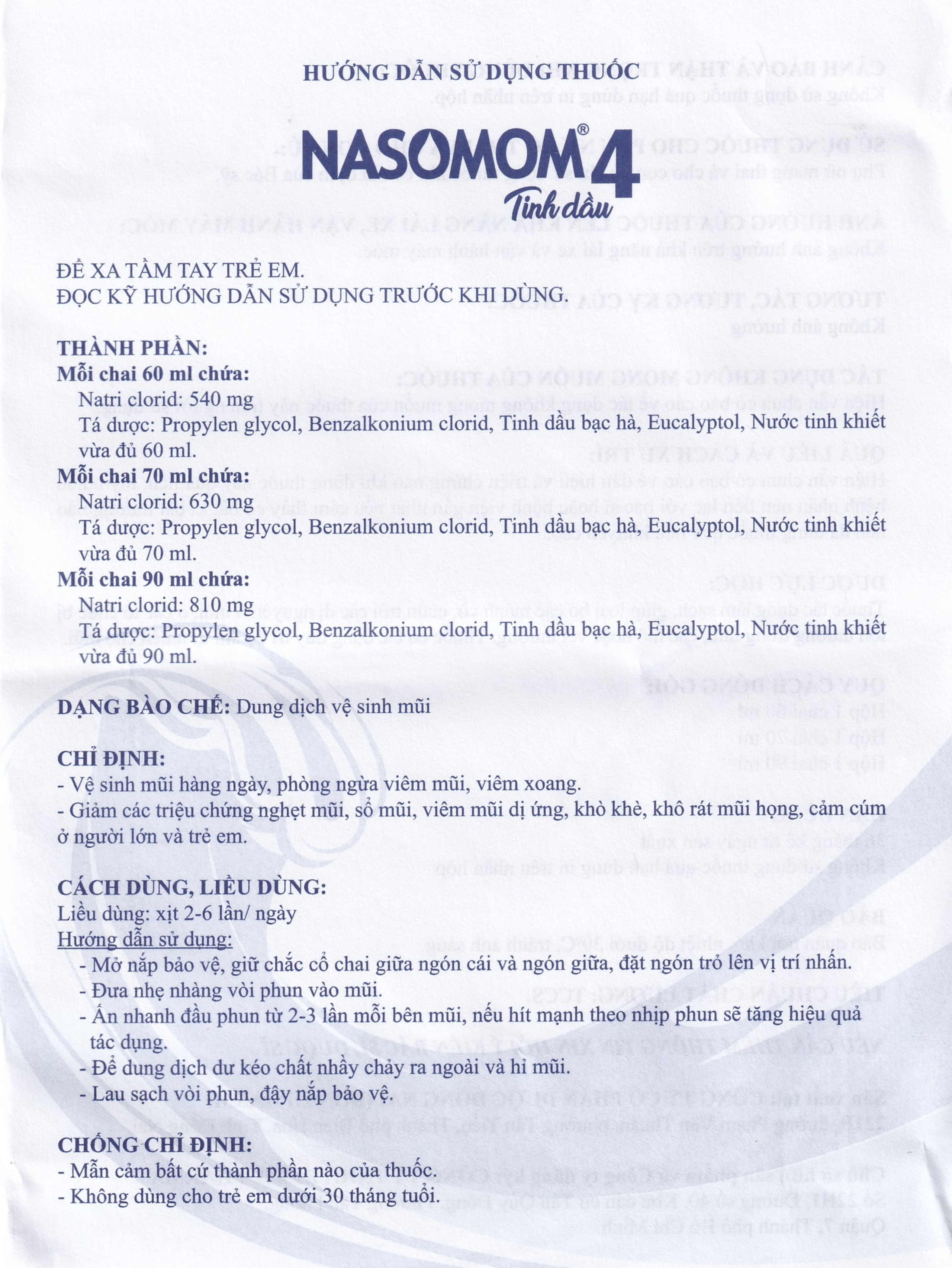 Tinh dầu Nasomom 4 Reliv hỗ trợ điều trị nghẹt mũi, sổ mũi, khò khè, cảm cúm (70ml)