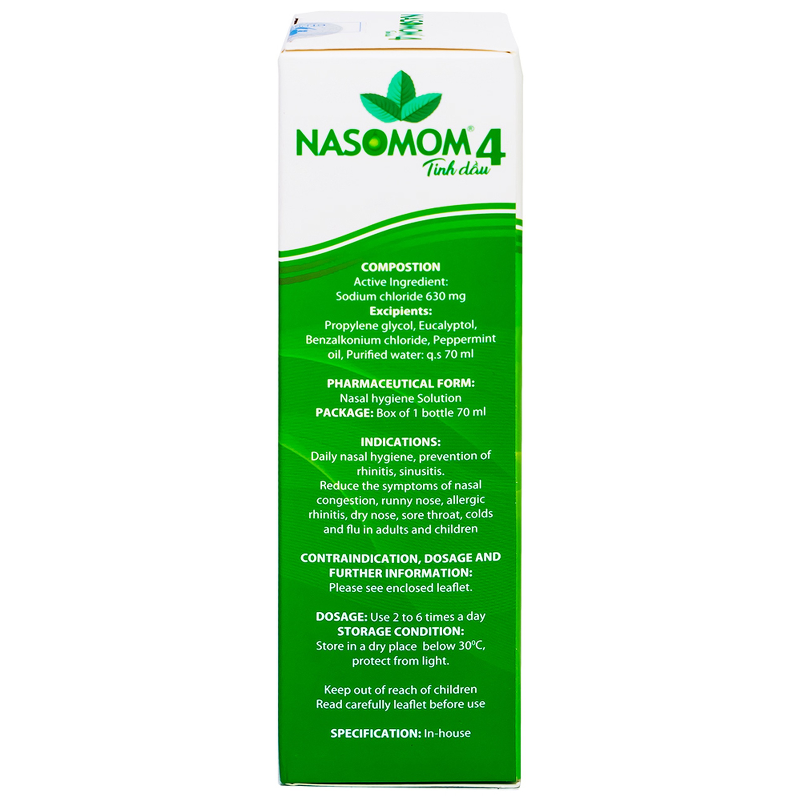 Tinh dầu Nasomom 4 Reliv hỗ trợ điều trị nghẹt mũi, sổ mũi, khò khè, cảm cúm (70ml)
