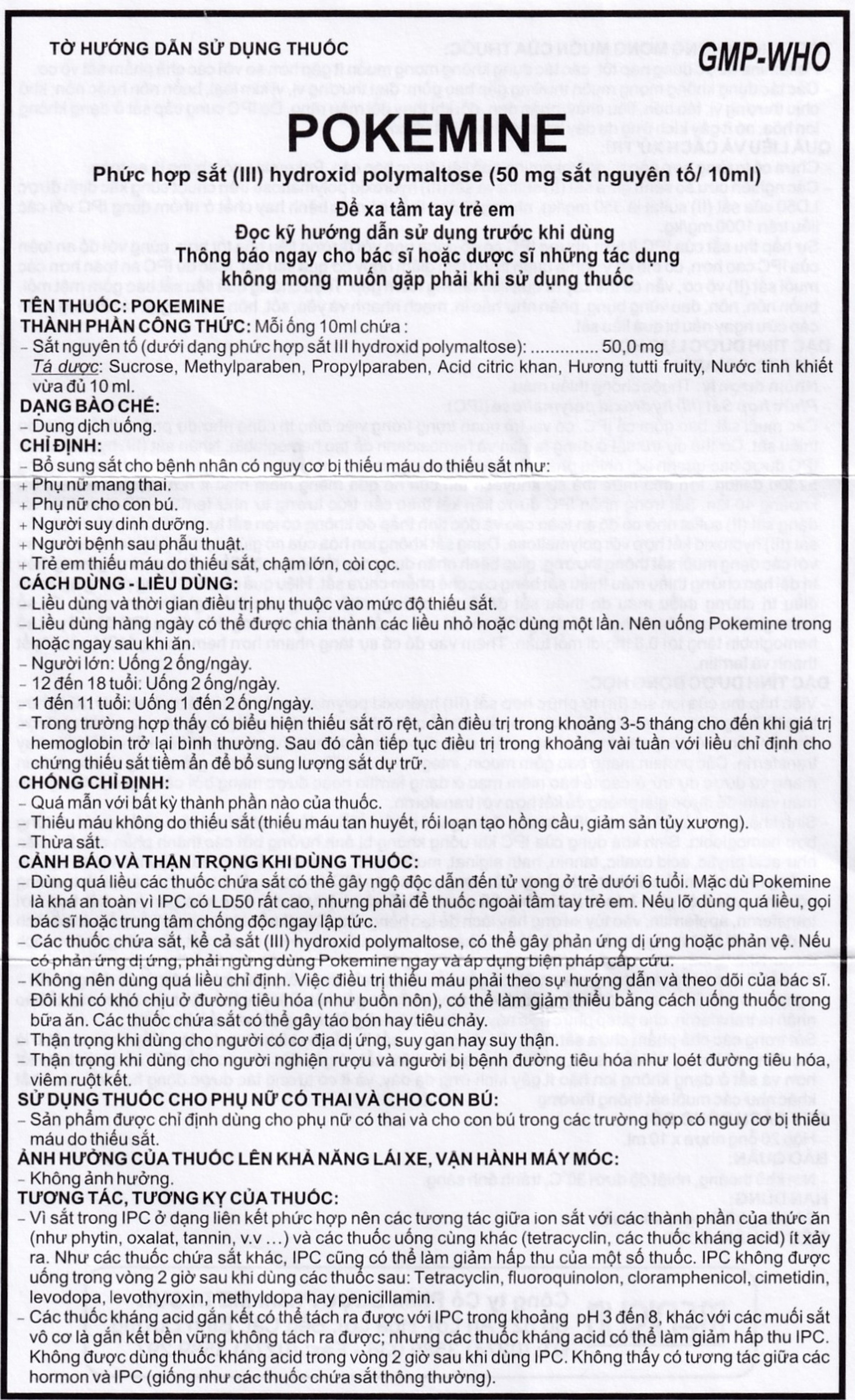 Dung dịch uống Pokemine 50mg Medisun bổ sung sắt cho bệnh nhân thiếu máu (20 ống x 10ml)