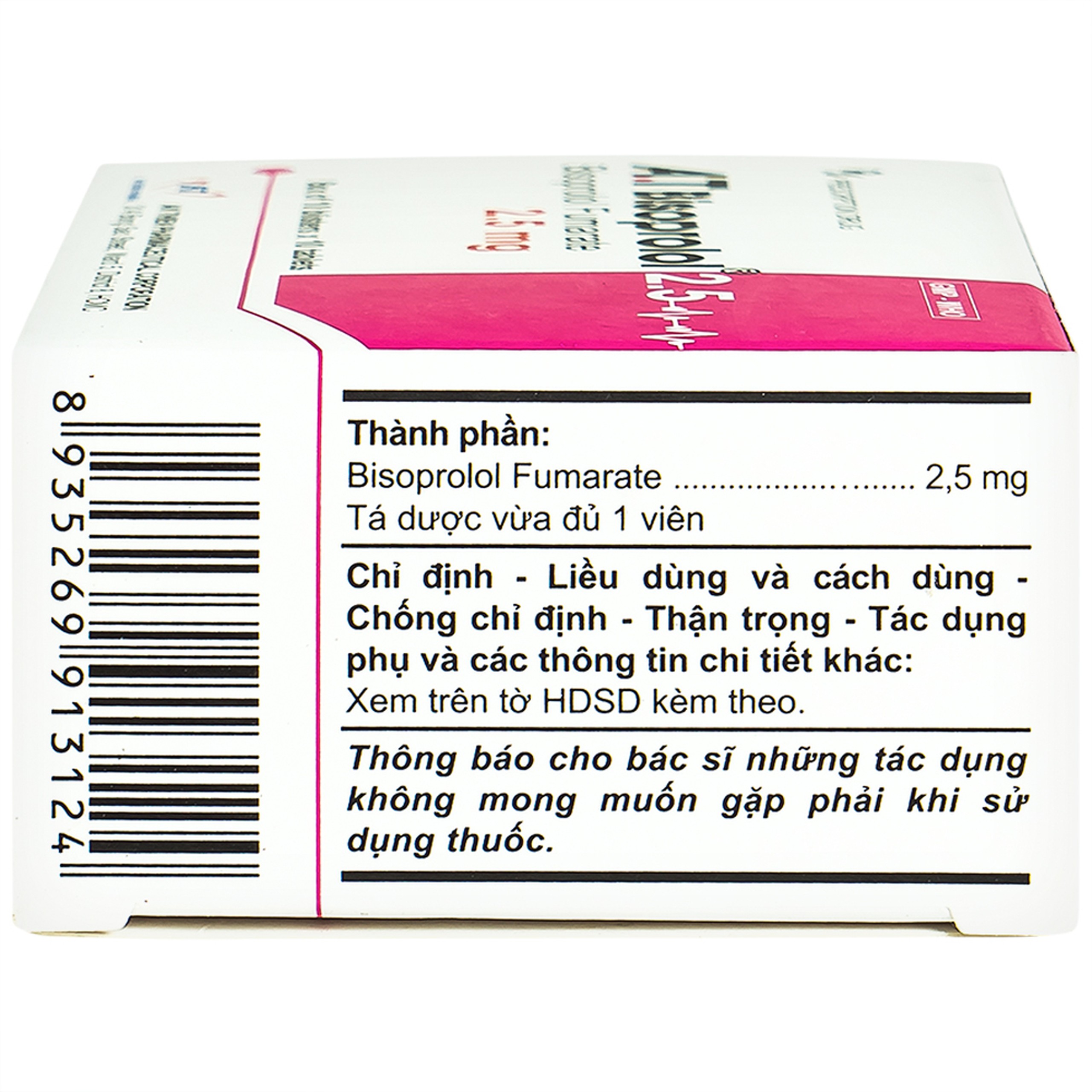 Thuốc A.T Bisoprolol 2.5mg An Thiên điều trị suy tim mạn tính ổn định (10 vỉ x 10 viên)
