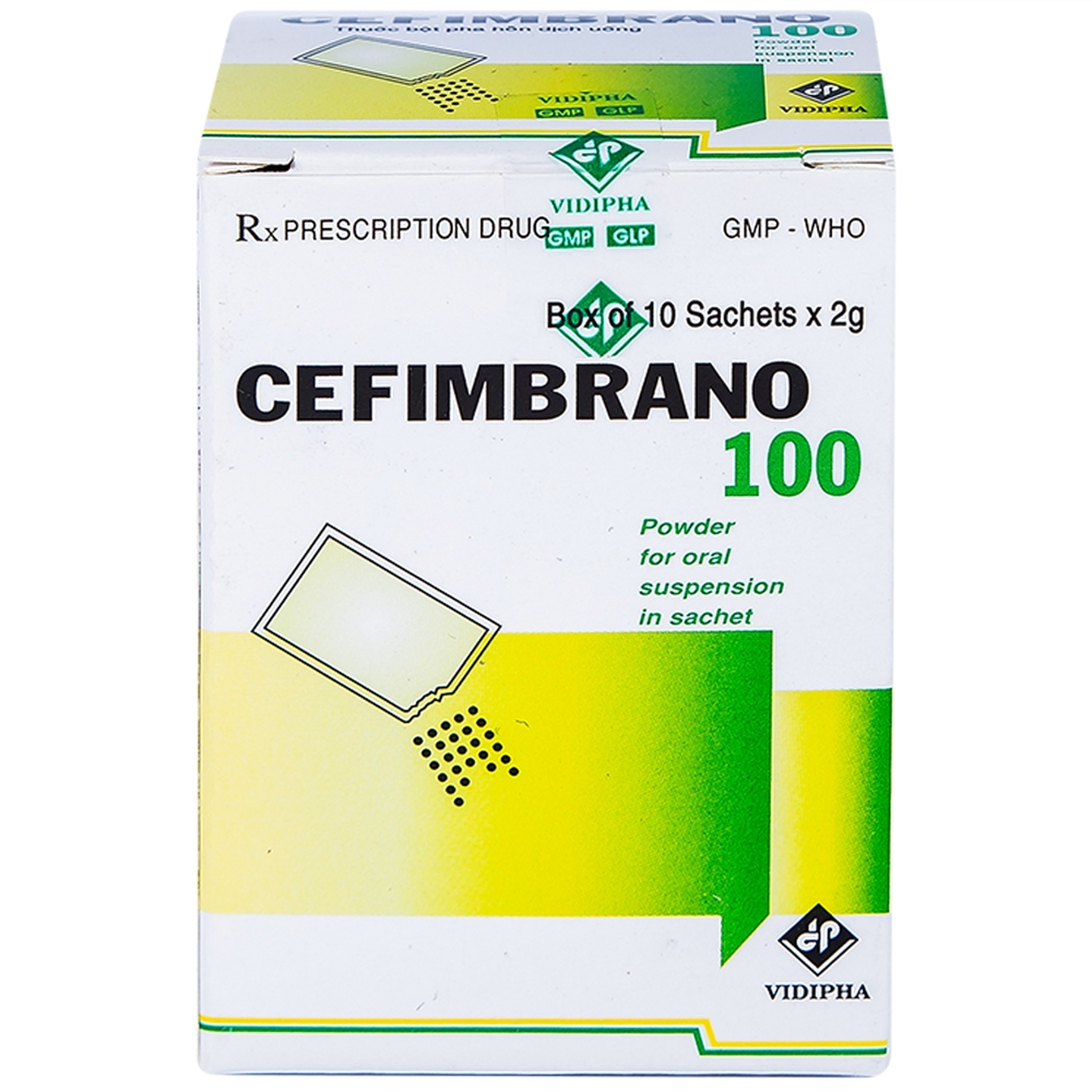 Bột pha hỗn dịch uống Cefimbrano 100 Vidipha điều trị nhiễm khuẩn (10 gói x 2g)