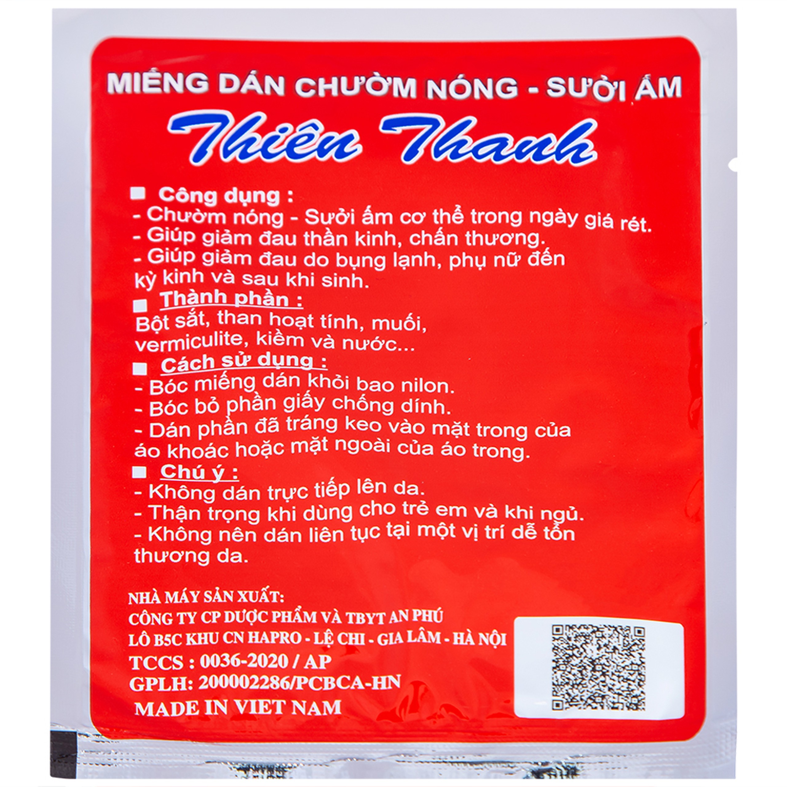 Miếng dán giữ nhiệt Thiên Thanh (10 miếng) dùng để chườm nóng, sưởi ấm trong mùa lạnh
