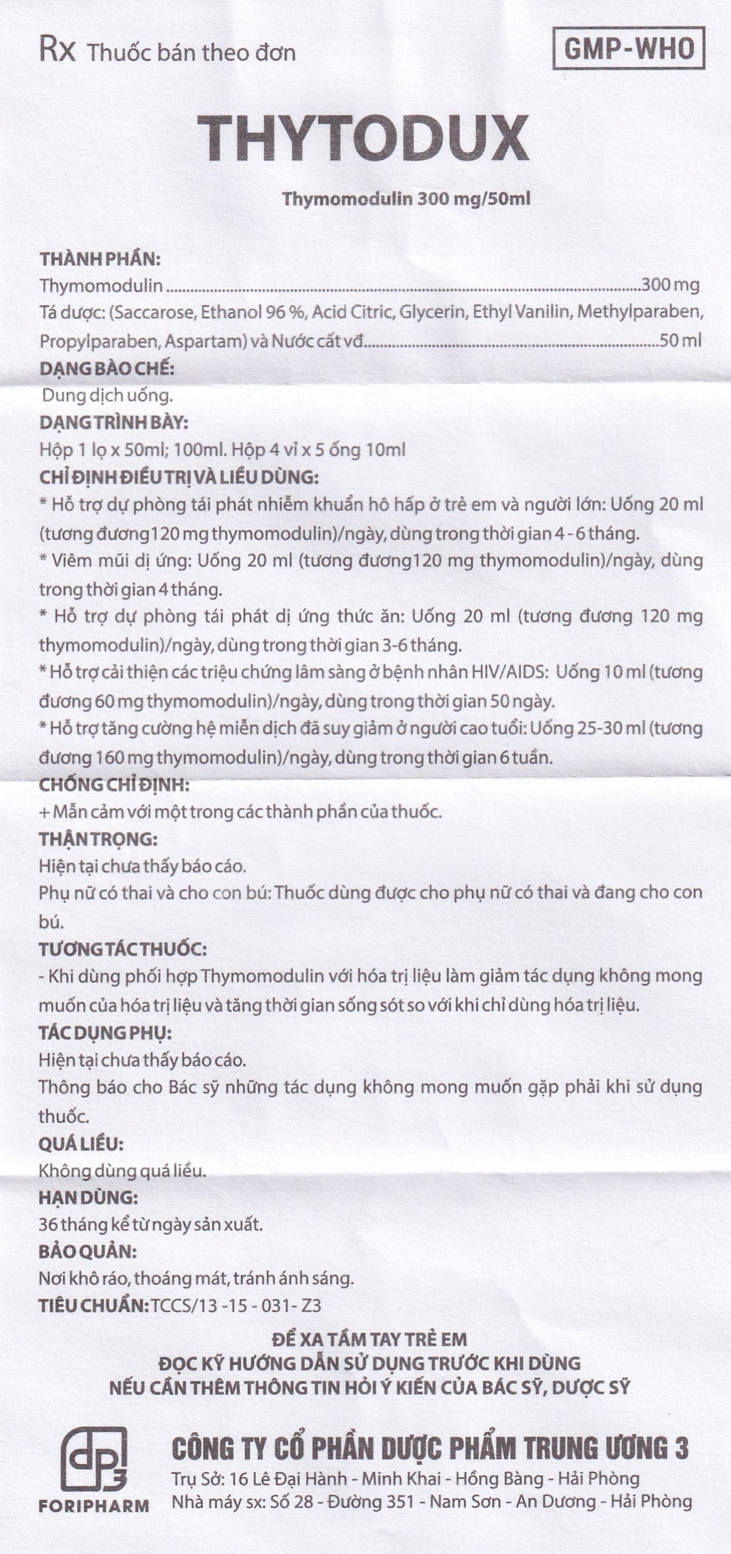 Dung dịch Thytodux hỗ trợ dự phòng tái phát nhiễm khuẩn hô hấp (4 vỉ x 5 ống)