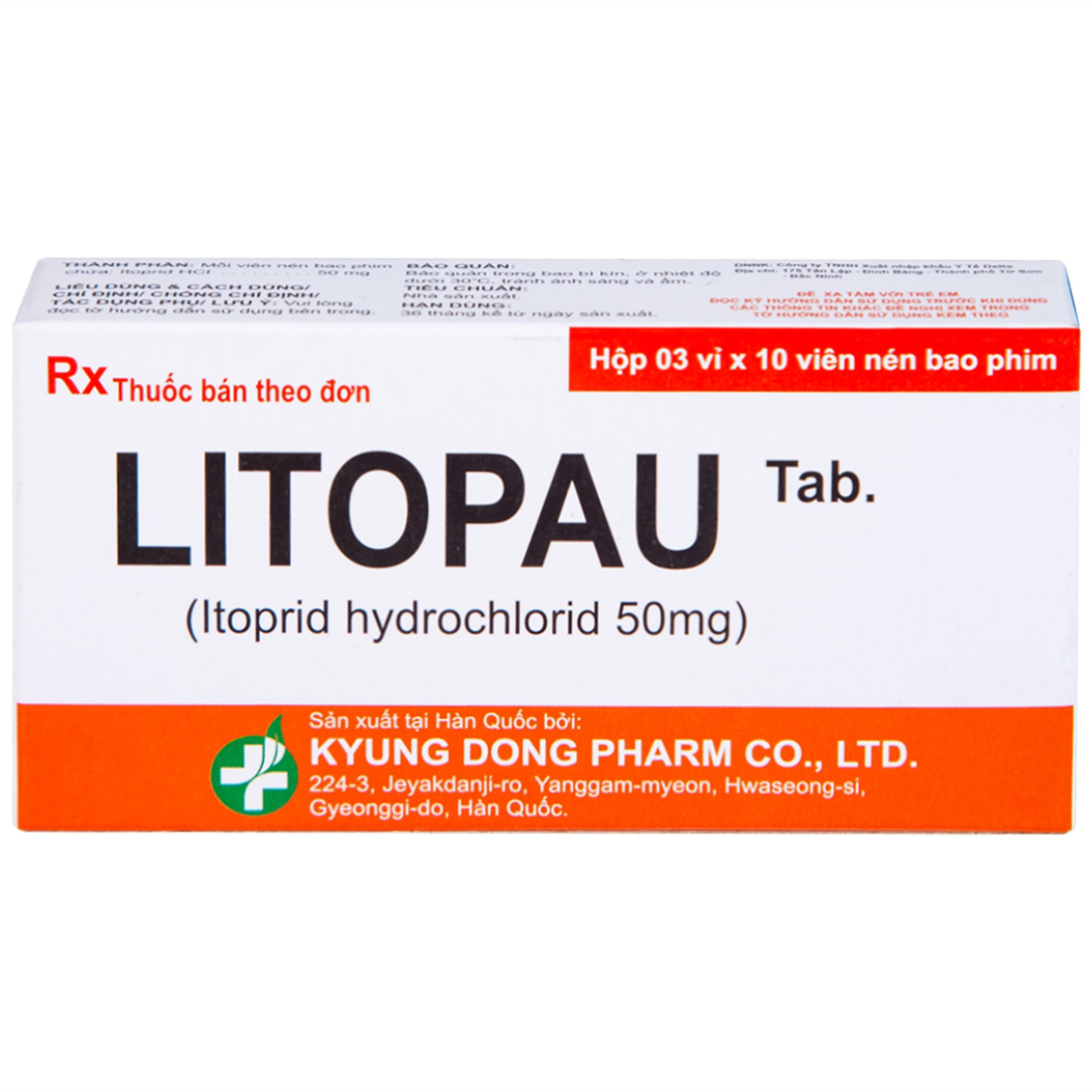 Thuốc Litopau Tab điều trị các triệu chứng viêm dạ dày mãn tính (3 vỉ x 10 viên)