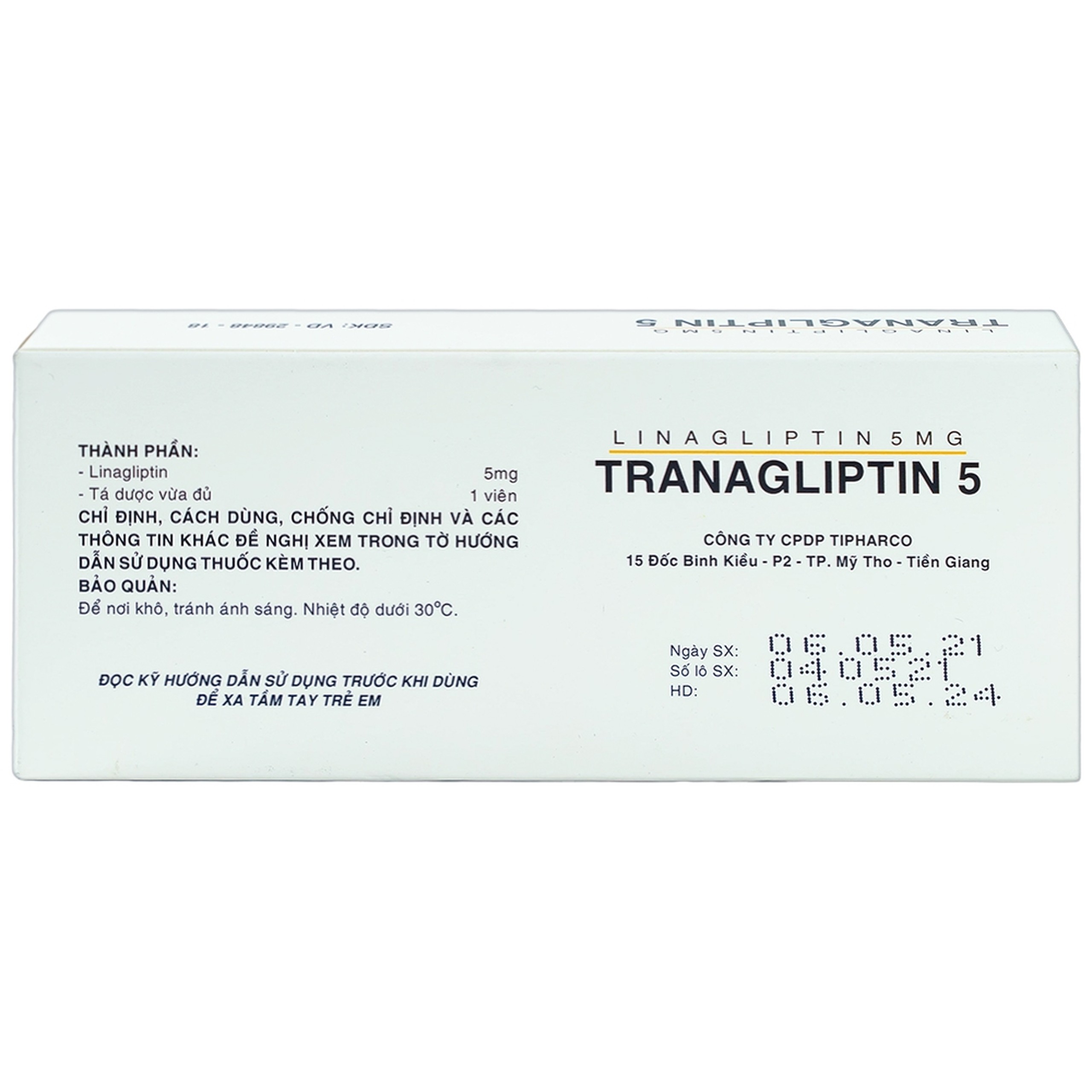 Thuốc Tranagliptin 5 Tipharco điều trị đái tháo đường típ 2 (3 vỉ x 10 viên) 
