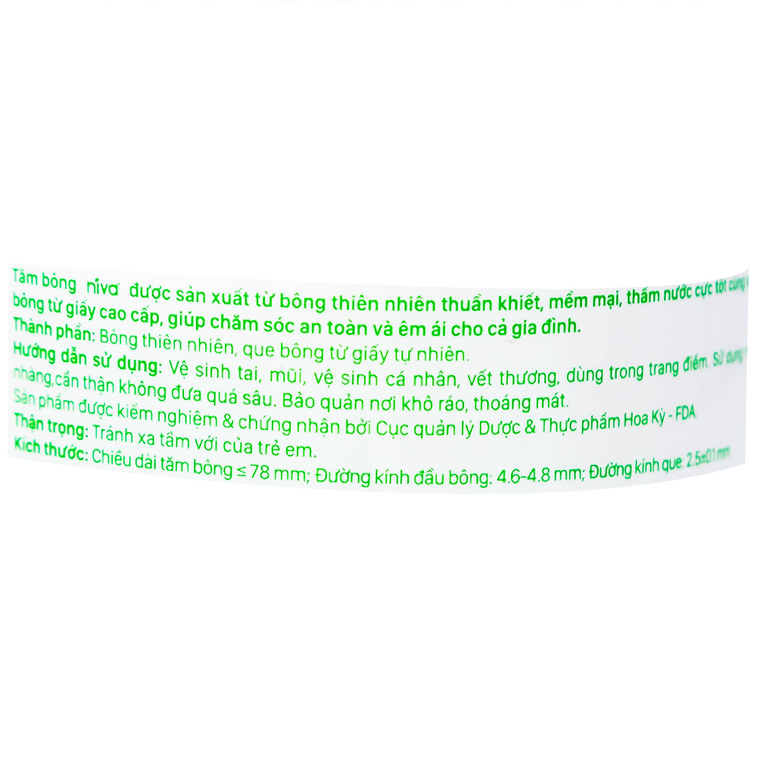 Tăm bông Niva Cotton Buds AJ2 thân giấy 1 đầu tròn 1 đầu xoắn vệ sinh tai, mũi, vết thương (200 que)