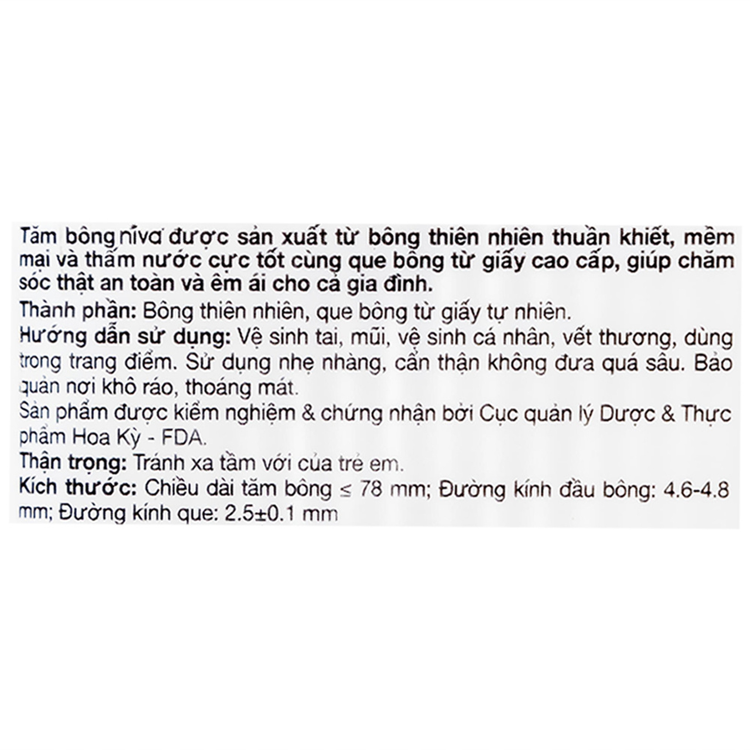 Tăm bông Niva AZP2 Paper Cotton Buds túi zip 1 đầu tròn 1 đầu xoắn vệ sinh tai, mũi, vết thương (100 que)