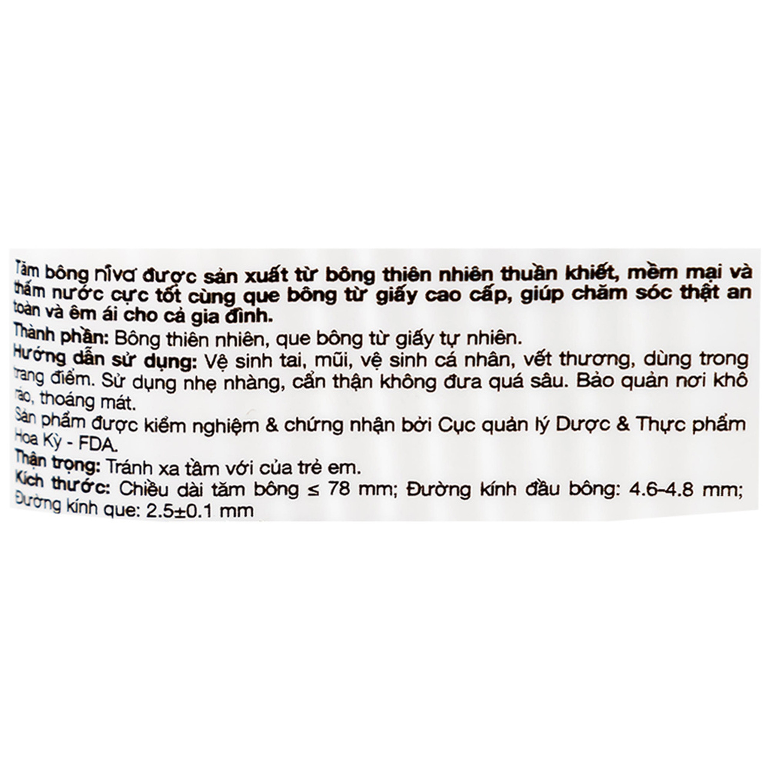 Tăm bông Niva AZP3 Paper Cotton Buds túi Zip 1 đầu tròn 1 đầu xoắn vệ sinh tai, mũi, vết thương (200 que)