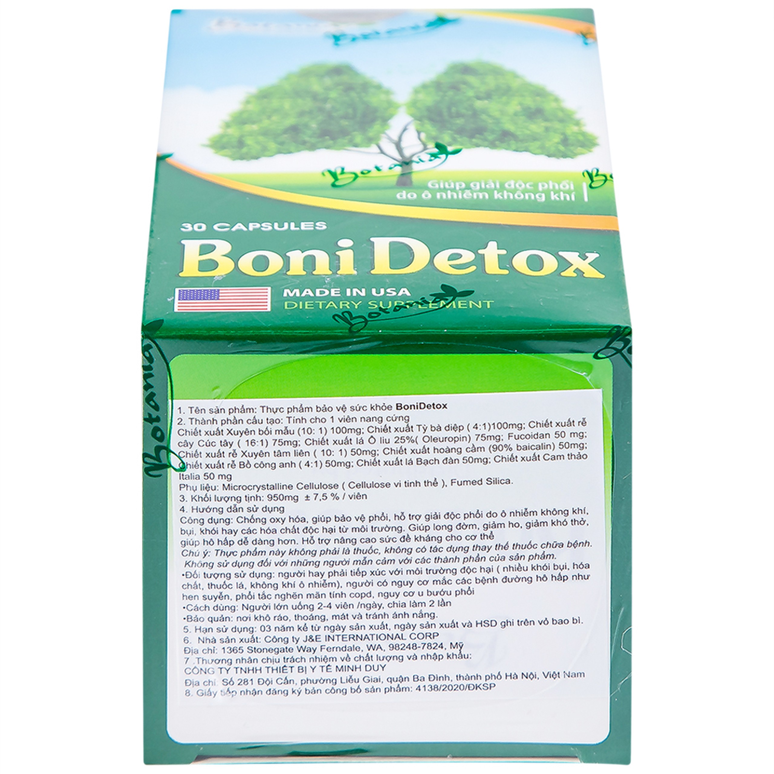 Viên uống chống oxy hóa hỗ trợ bảo vệ phổi BoniDetox Botania (30 viên)
